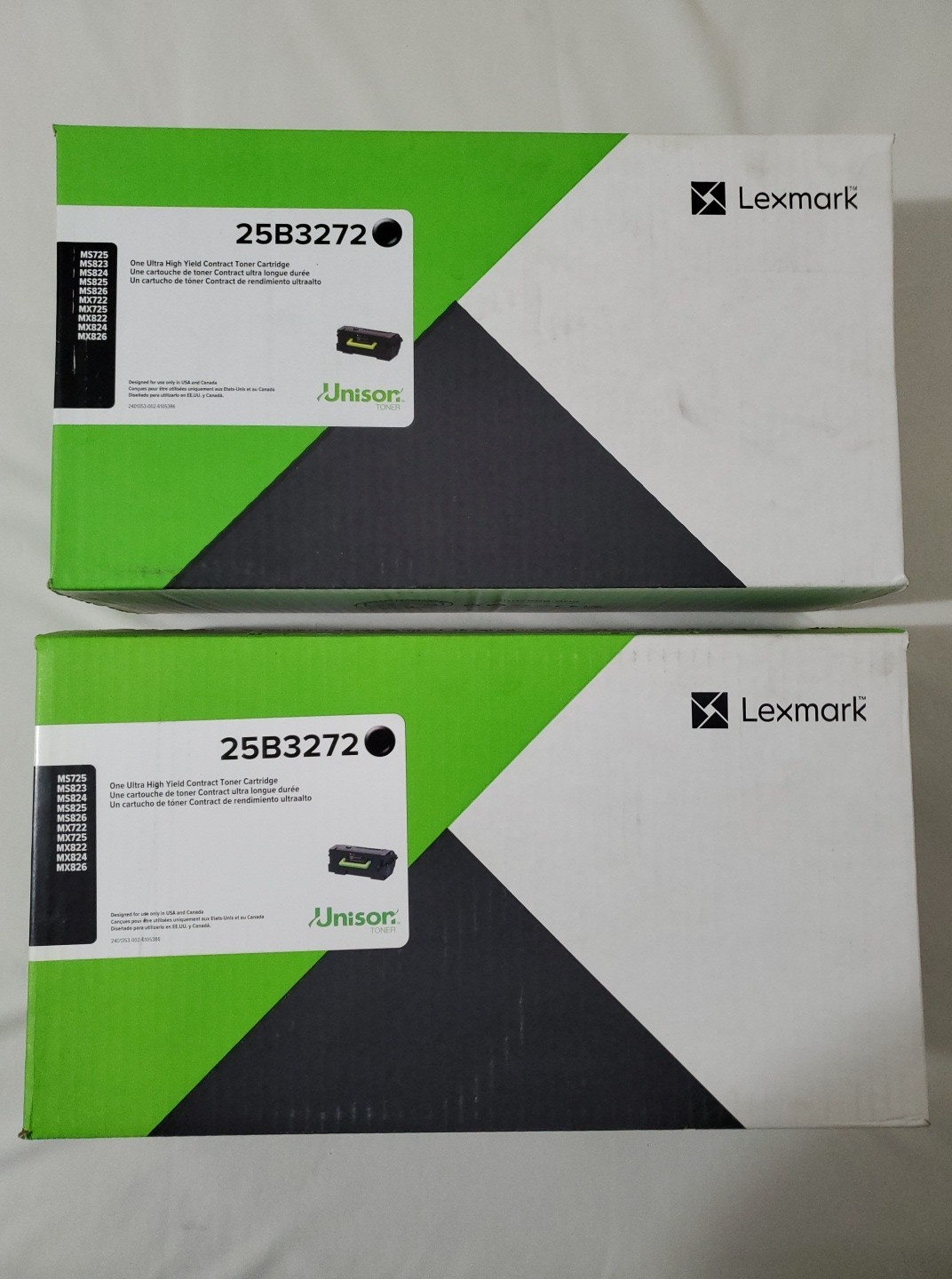 2 pcs. LEXMARK 25B3272 TONER CARTRIDGE New & SEALED