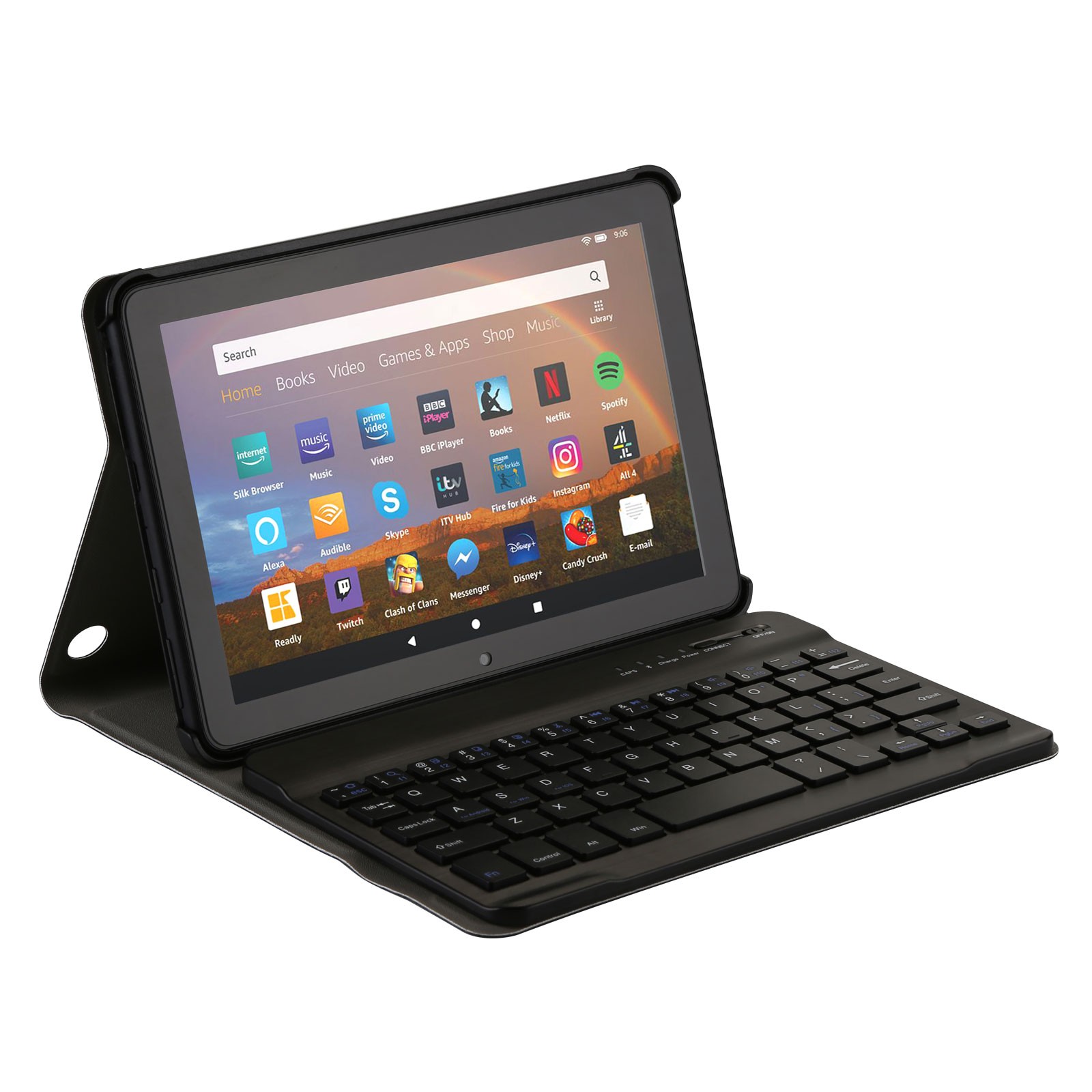 Keyboard Case with Detachable Wireless Bluetooth Keyboard d for Fire HD 8/8 Plus