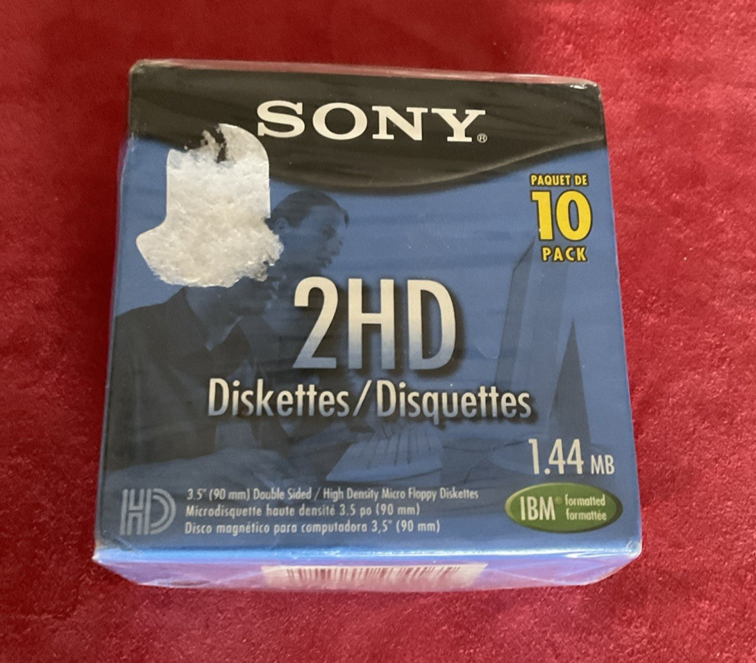 Sony 2HD Diskettes IBM Formatted 1.44 MB 3.5" Double Sided 10 Pack NOS