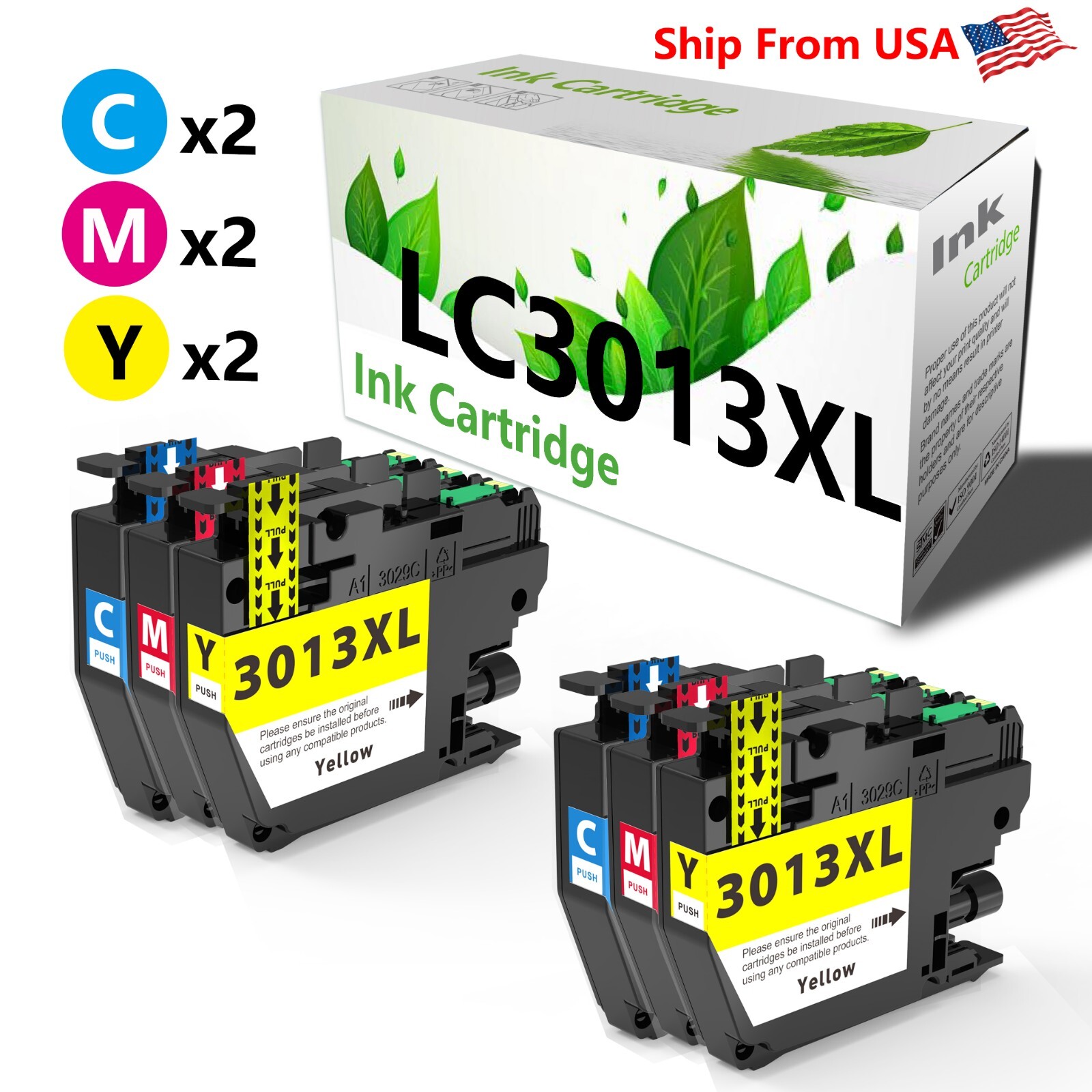 6PK Compatible Brother LC3013 Color Ink Cartridge for MFC-J690DW MFC-J895DW