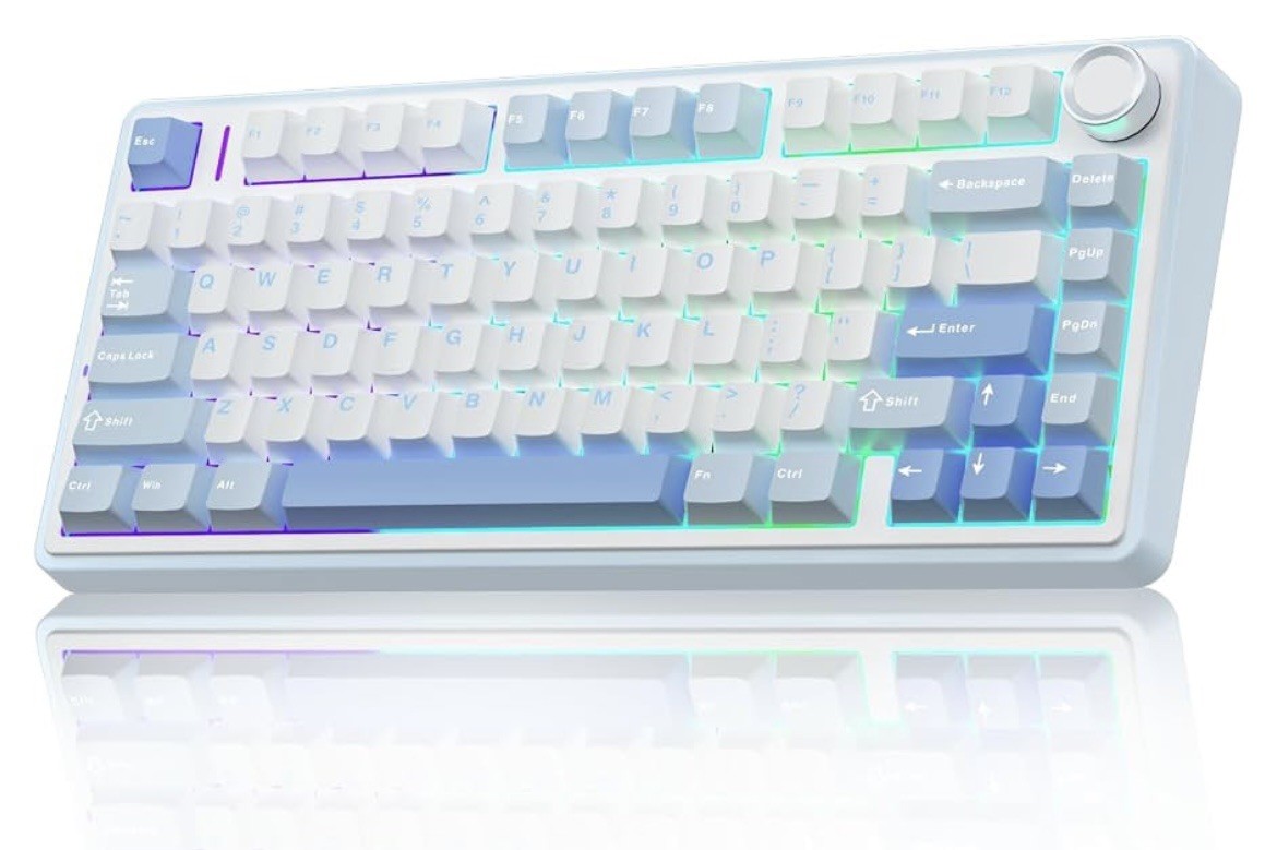 AULA F75 75% Wireless Mechanical Keyboard SaltWhitBlue Greywood Creamy V3 Switch