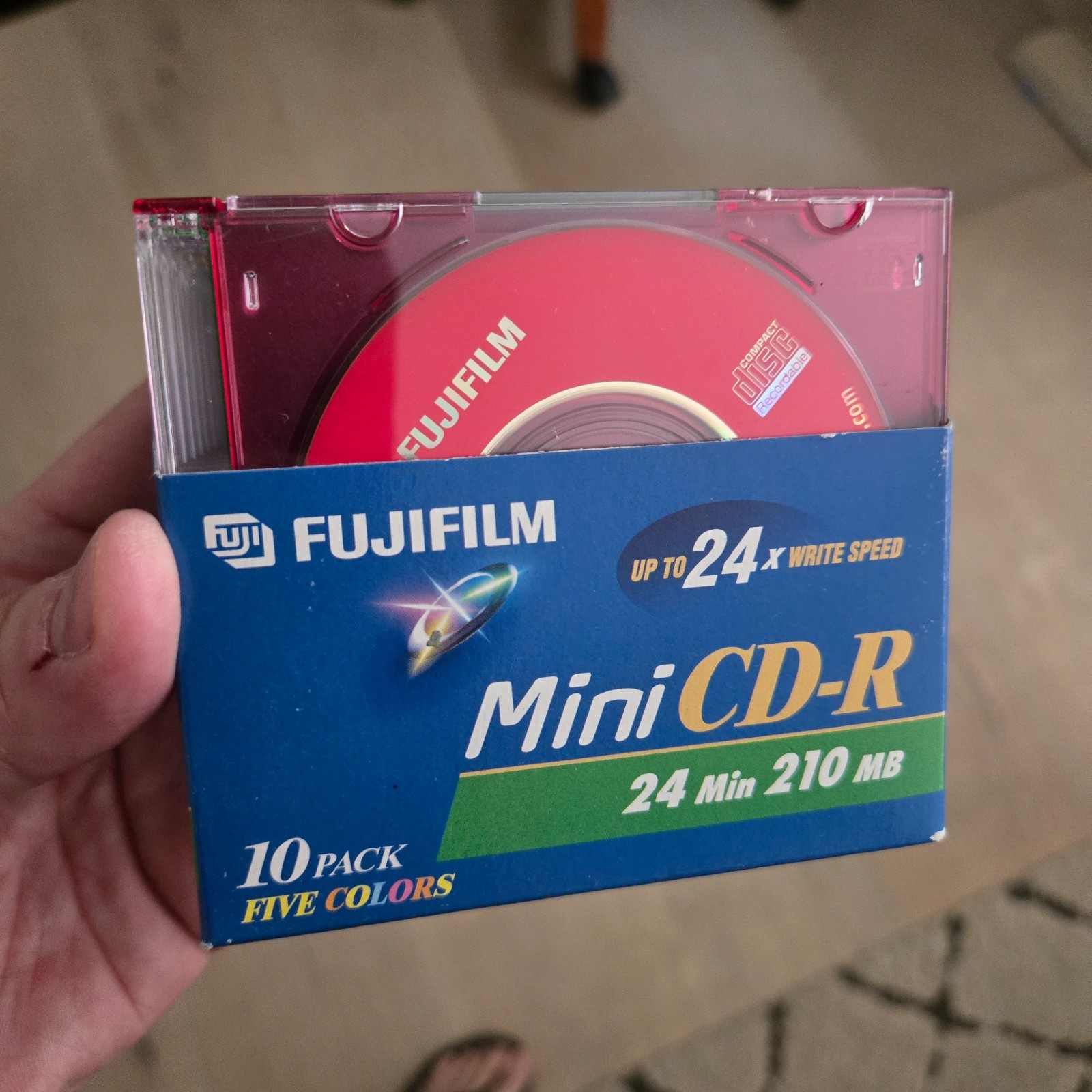 Fujifilm Mini CD-R 10 Pack 5 Colors 24 Minute 210MB Up to 24x Speed OPENED NEW