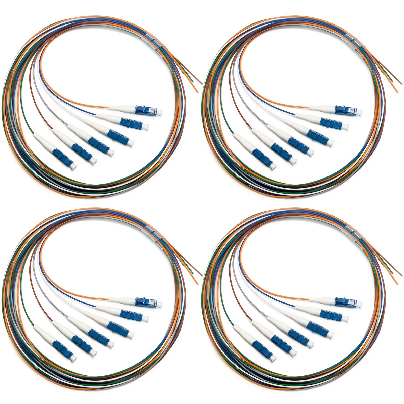 4 Pack 6 Strand Singlemode 9/125 LCUPC Fiber Pigtail Optic 1.5 Meter Cable