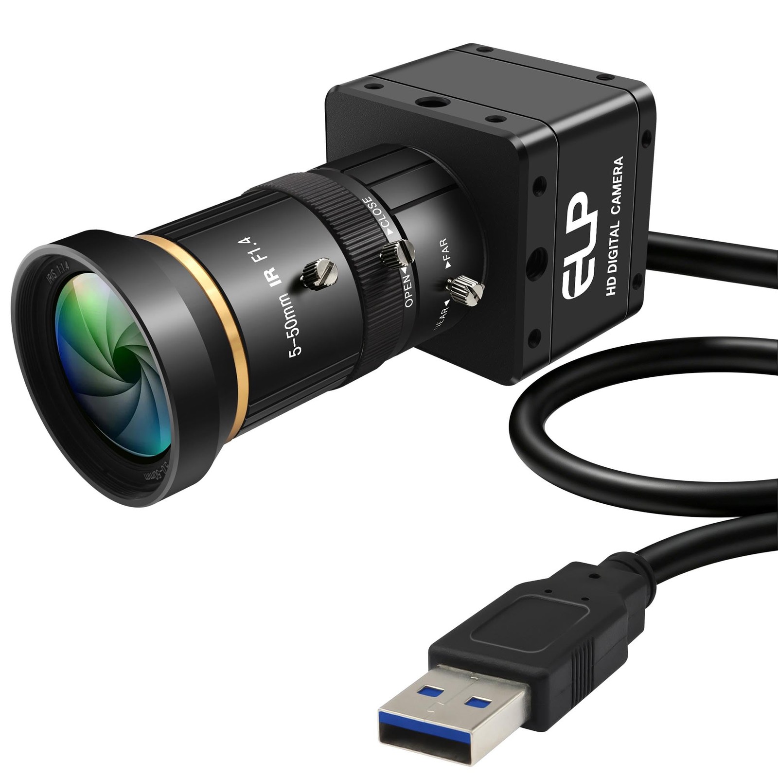 IFWATER 120fps Global Shutter Camera,USB3.0/2.0 10X 5-50mm Manual Zoom Lens