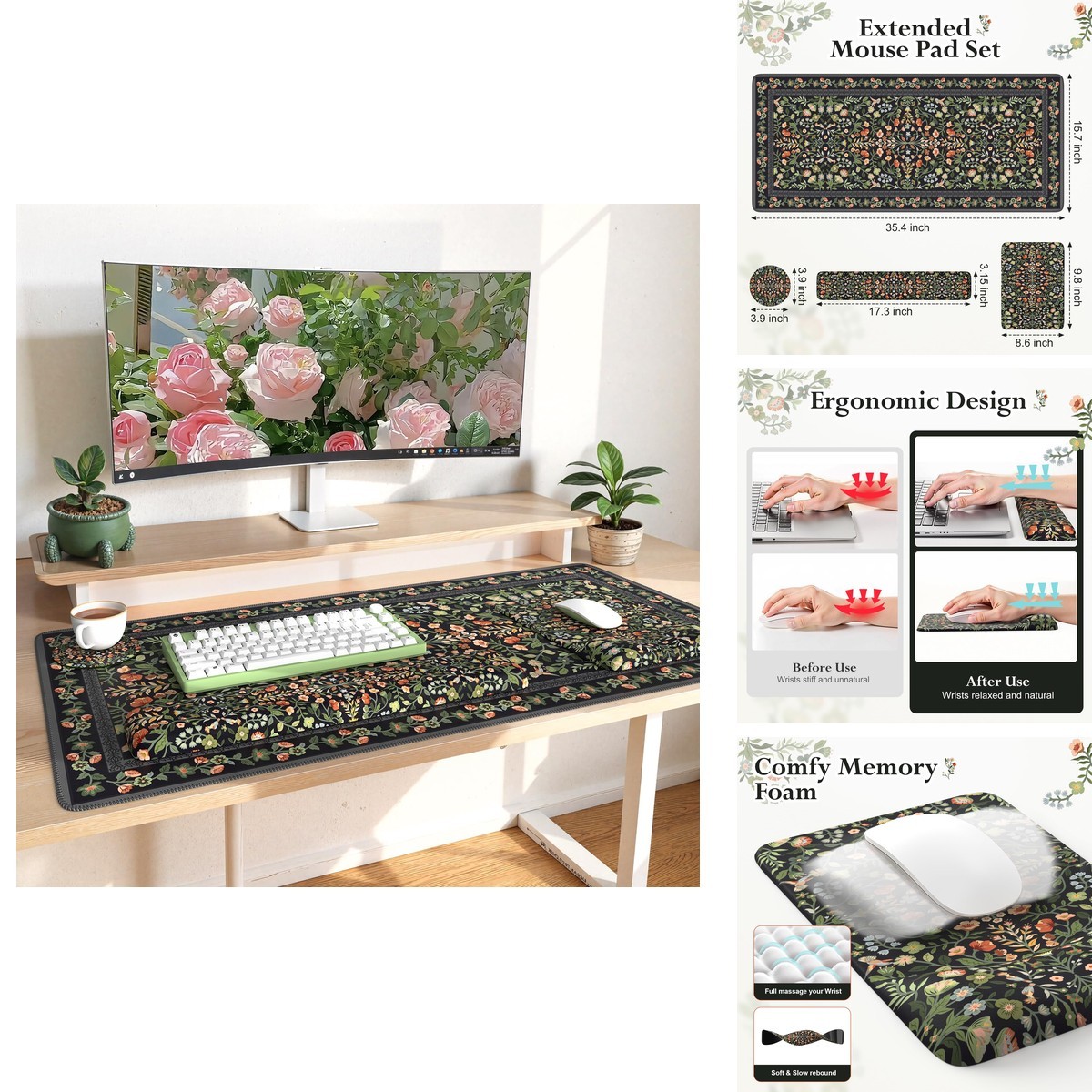iLeadon Mouse Pad Set with Keyboard Wrist Rest Non Slip Desk Mat