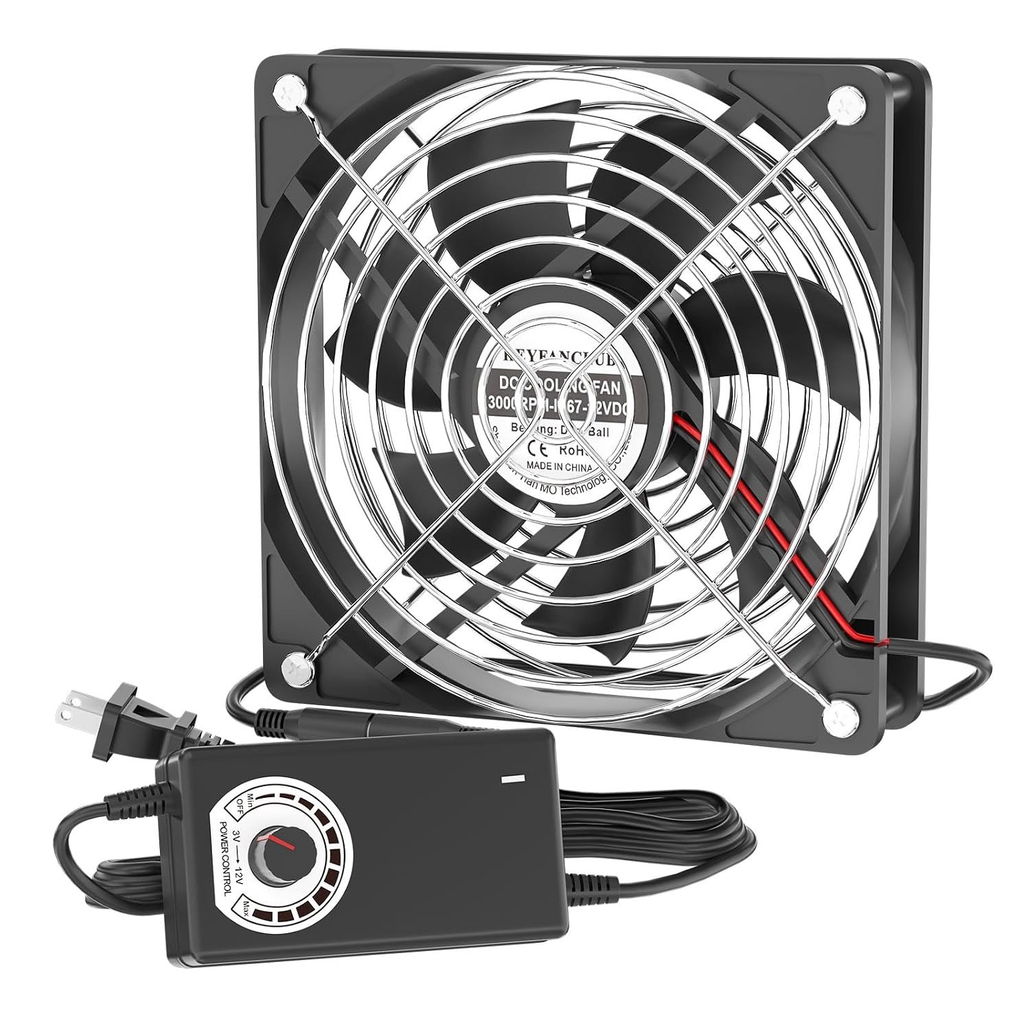 IP67 Waterproof 12V Computer Fan with AC to DC Power Adapter