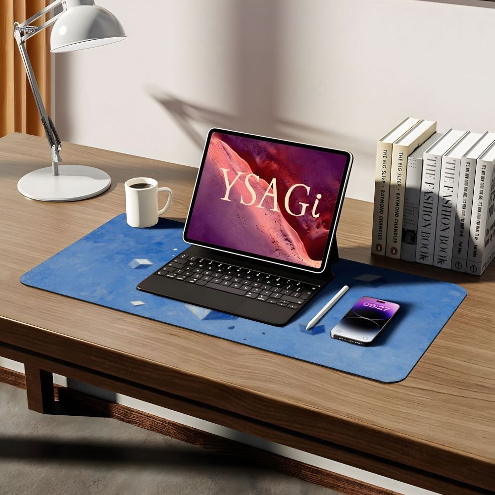 1pc Abstract Geometric Blue Cube Mouse Pad Compatible for PC/Laptop, Sweat & D