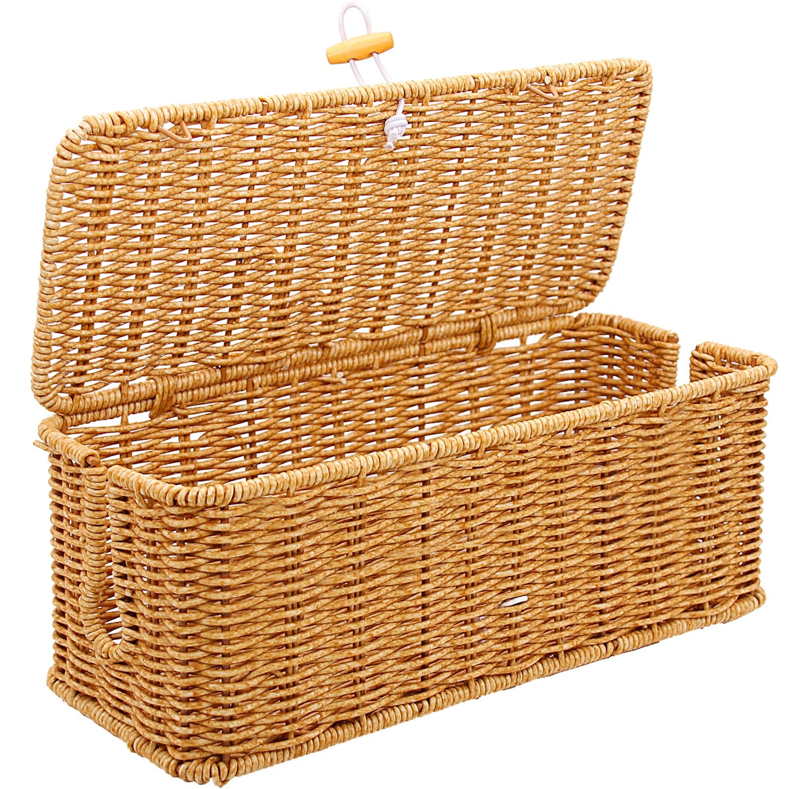 Cable Management Box, Handmade Rattan Cable Organizer Cord Basket