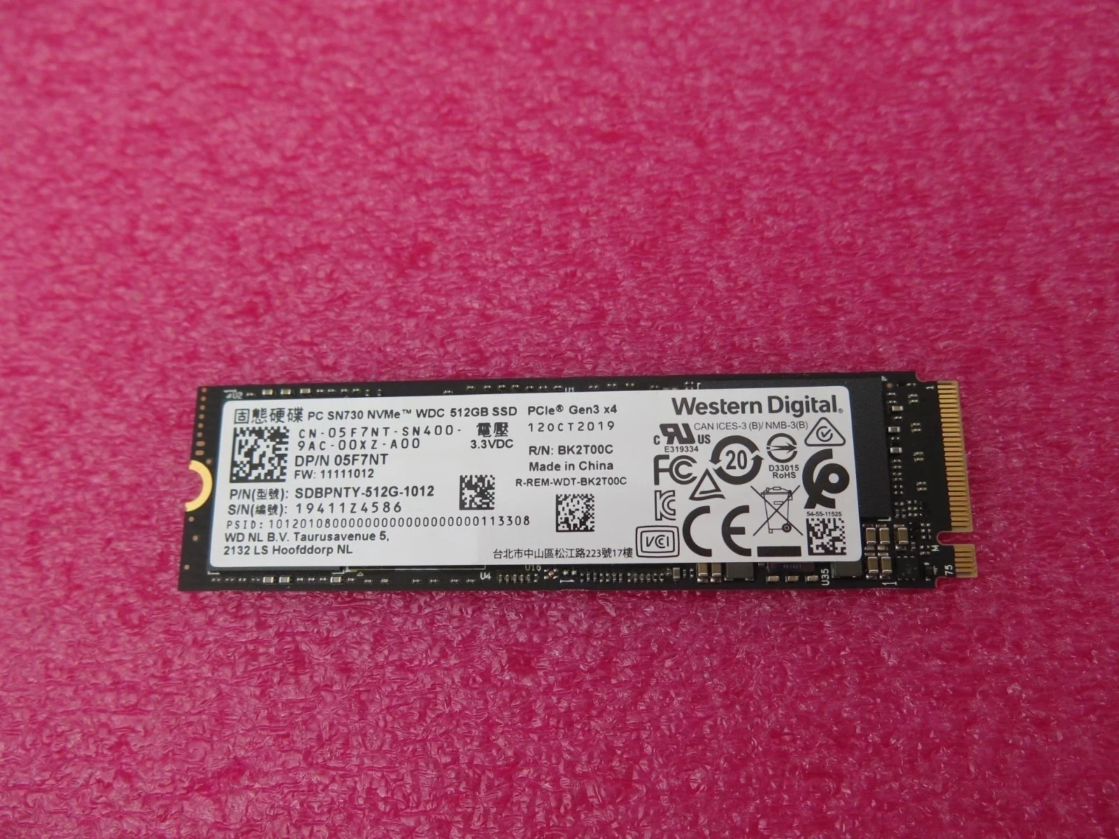 Western Digital 512GB PC SN730 NVMe M.2 SSD PCIe Gen3 x4 Solid State 0 Hours