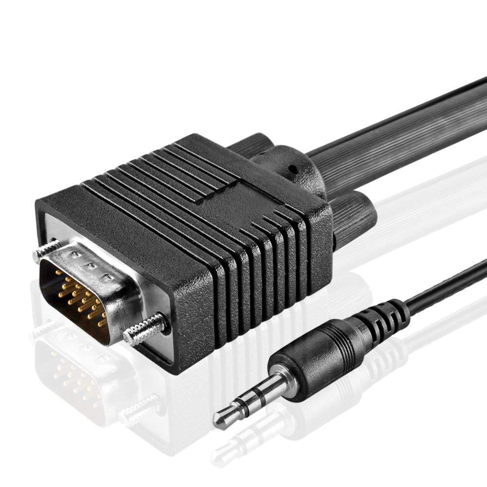 Premium 6FT VGA Monitor Cable with 3.5mm Stereo Audio HD15 Male to Male for PC