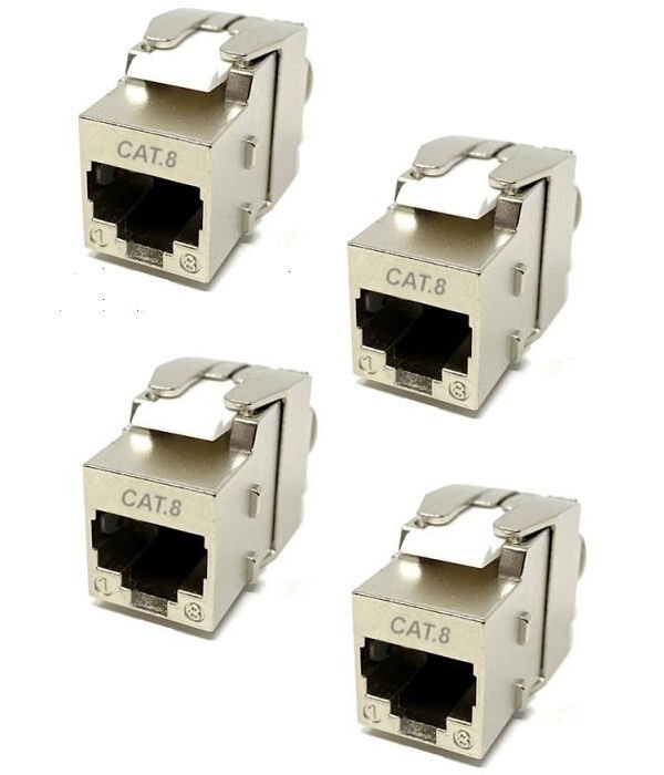 4PCS CAT.8 Shielded RJ45 Ethernet LAN Network 8P8C Jack Keystone 40Gbps Toolless