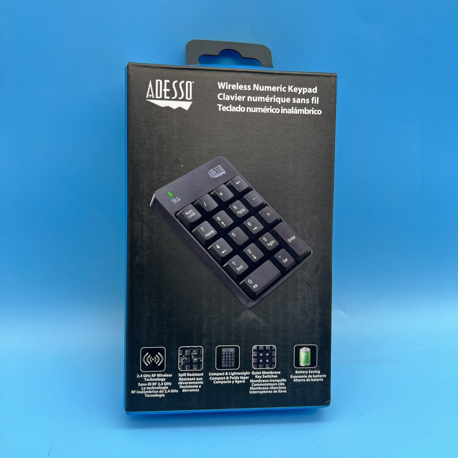 Adesso WKB-6010UB Wireless Spill Resistant 18-Key Numeric Keypad