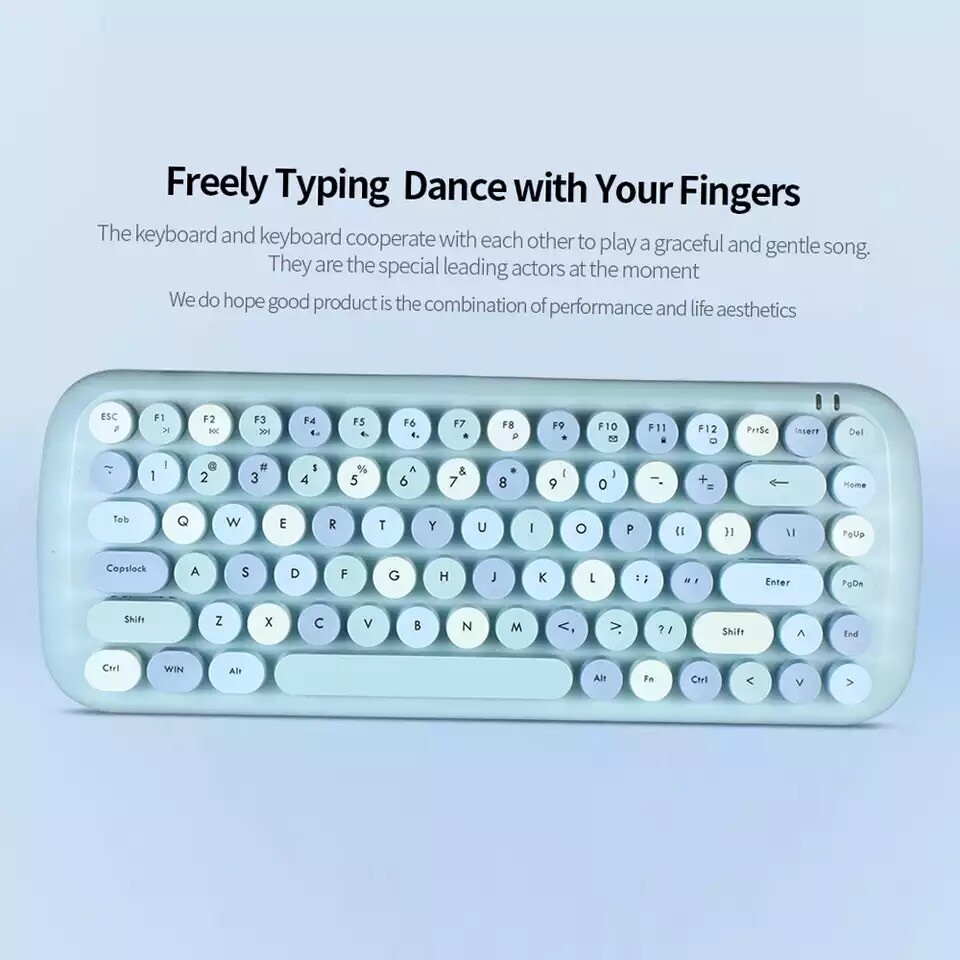 Mofii Wireless Bluetooth Keyboard Blue Candy Cute Full Size Keyboard