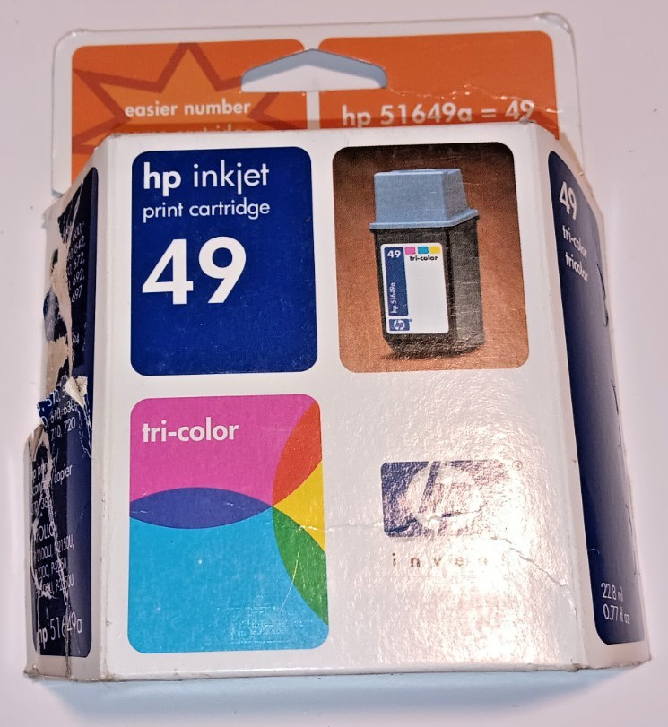 HP Inkjet 49 Tri-Color Print Ink Cartridge Genuine 51649A New Sealed