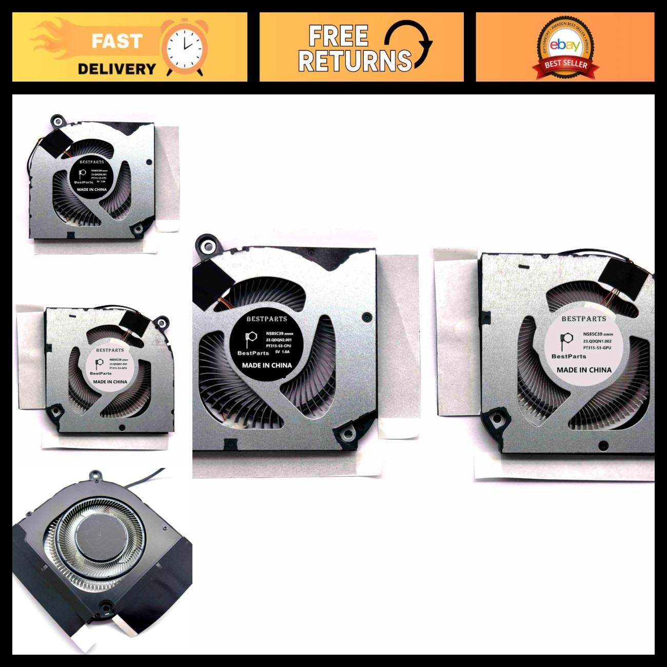 CPU & GPU Cooling Fan Replacement for Acer Predator Triton 300 - AeroBlade 3D, A