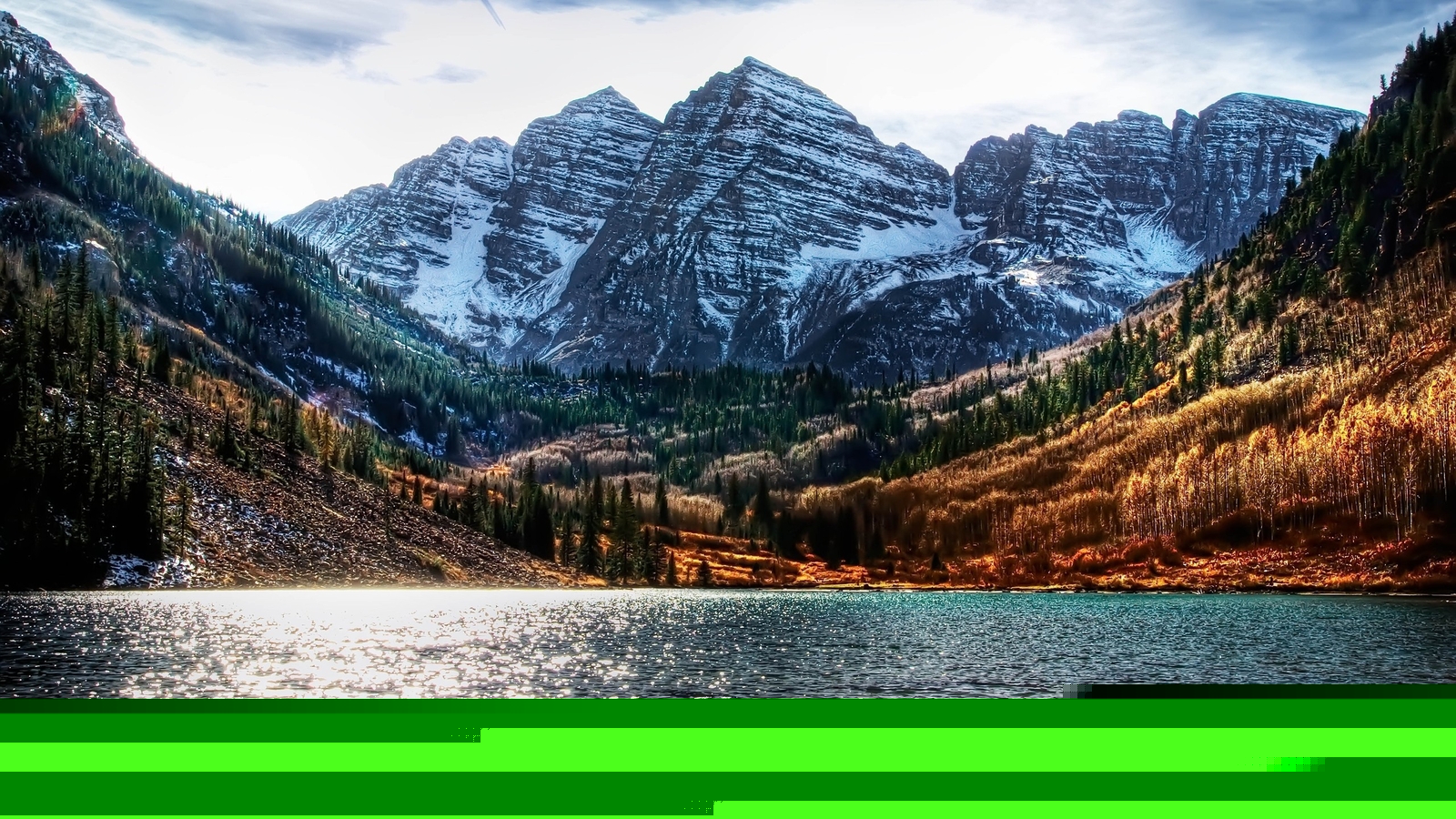 Landscape lake fall mountains pine trees snowy mountain Custom Gaming Mat Desk