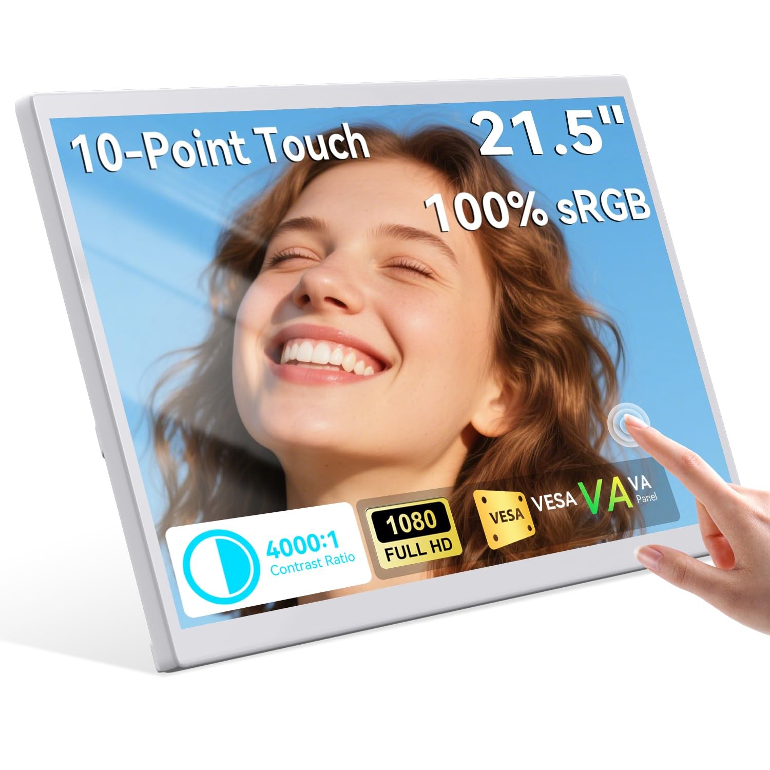 Prechen 21.5 Inch Portable Touchscreen Monitor, 1080P Computer Touch Screen w/VE