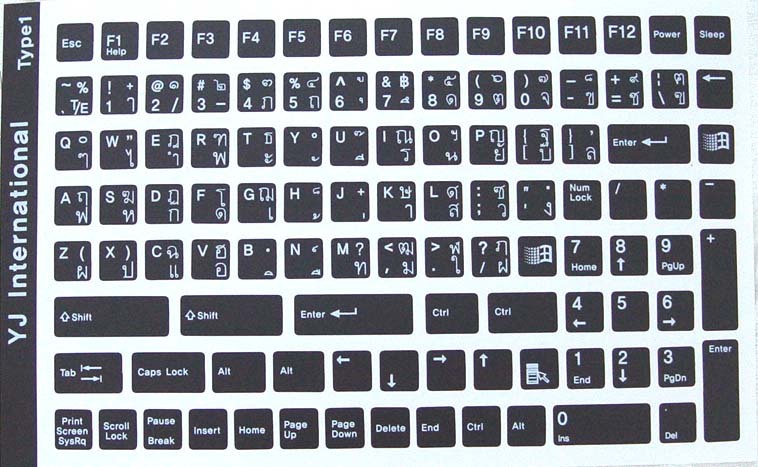 Thai Keyboard Sticker - Black / White / Transparent 108 keys high quality 