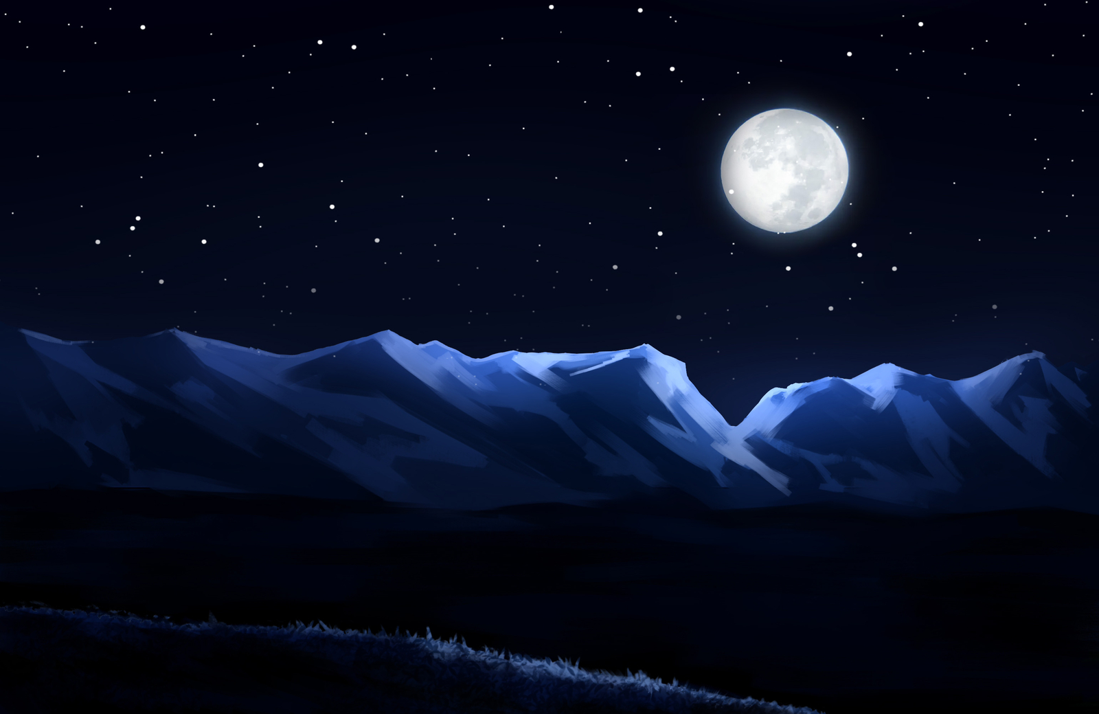 Landscape moon art night nature mountains dark Custom Gaming Mat Desk