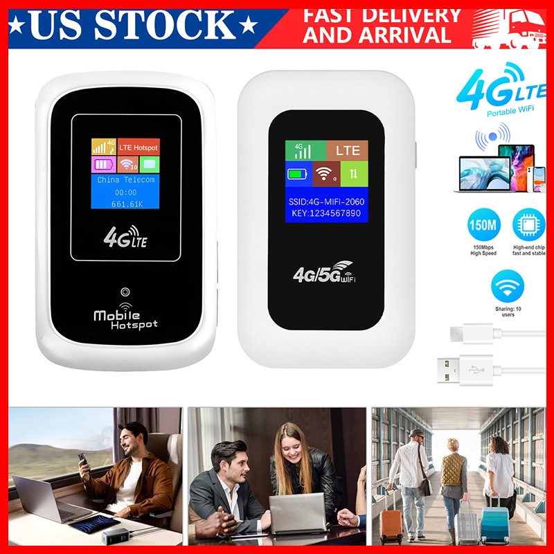 Portable Unlocked 5/4G Wireless WiFi Router Mobile Broadband LCD MIFI Hotspot US
