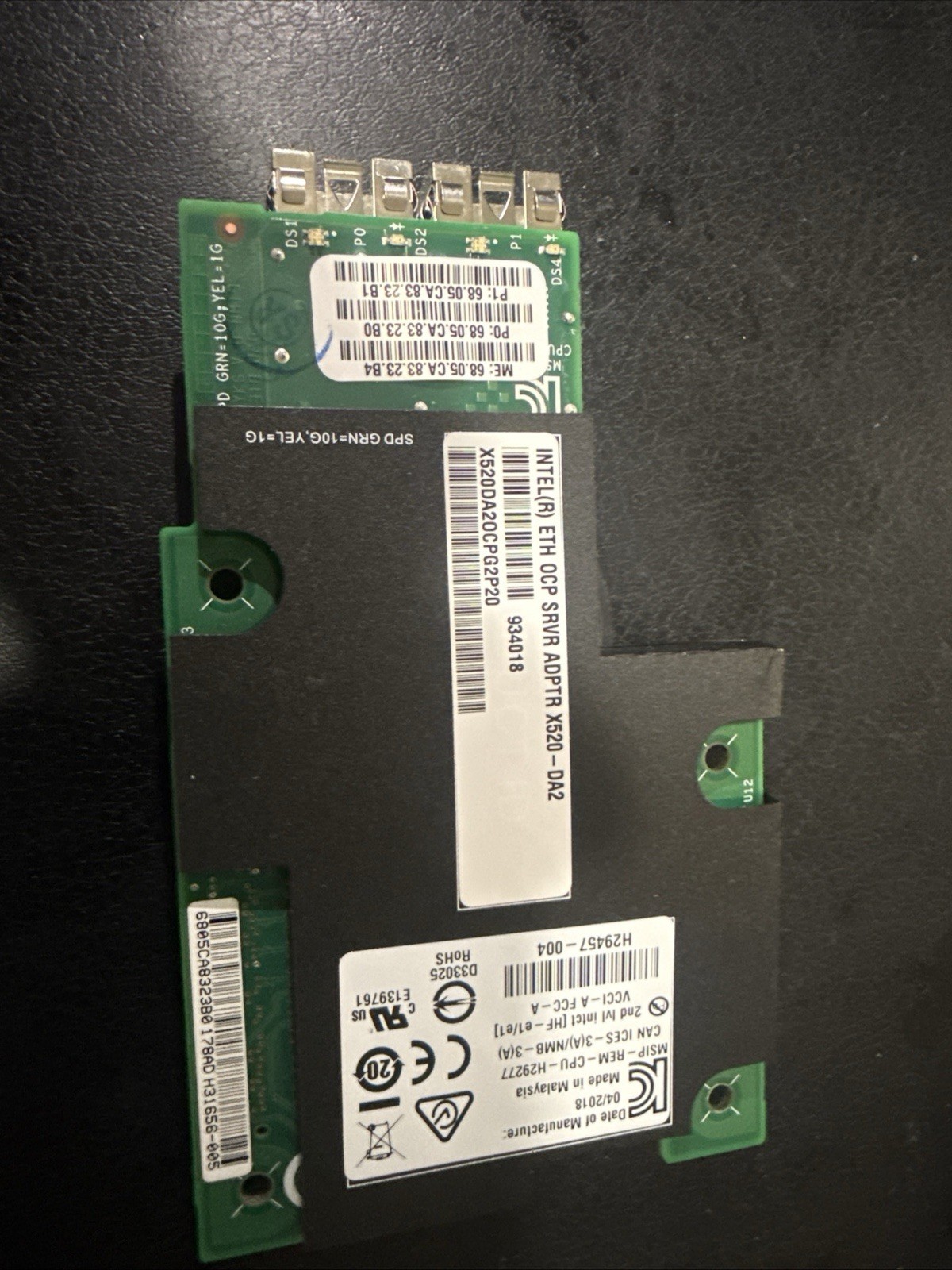 Intel X520-DA2 X520 X520DA2OCPG2P20 Server Network Card OCP 2.0 Made in Taiwan