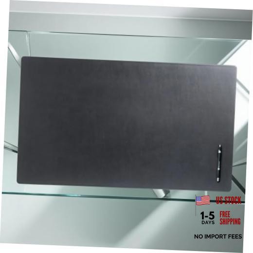 Black Leather 34" x 20" Desk Mat Without Rails
