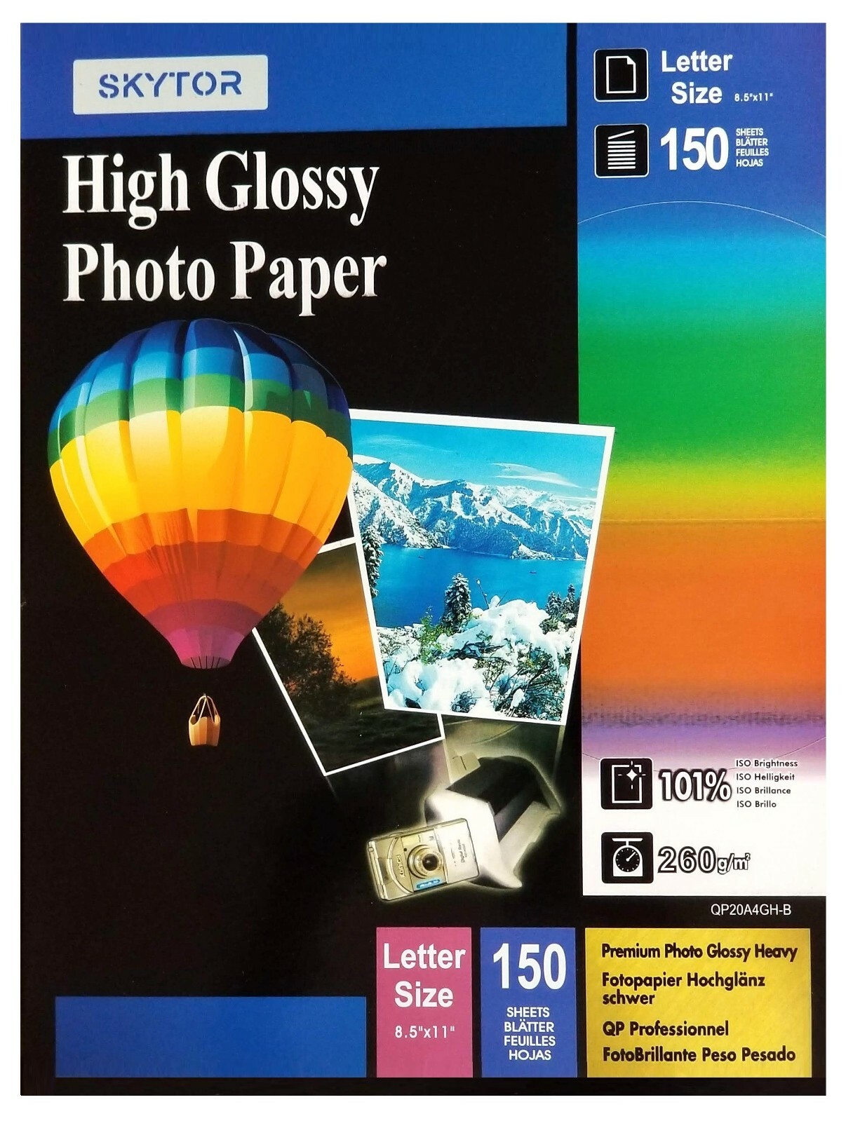 150 Sheets Premium Glossy Photo Paper Inkjet 8.5x11 Letter Size 260gsm / 70lb