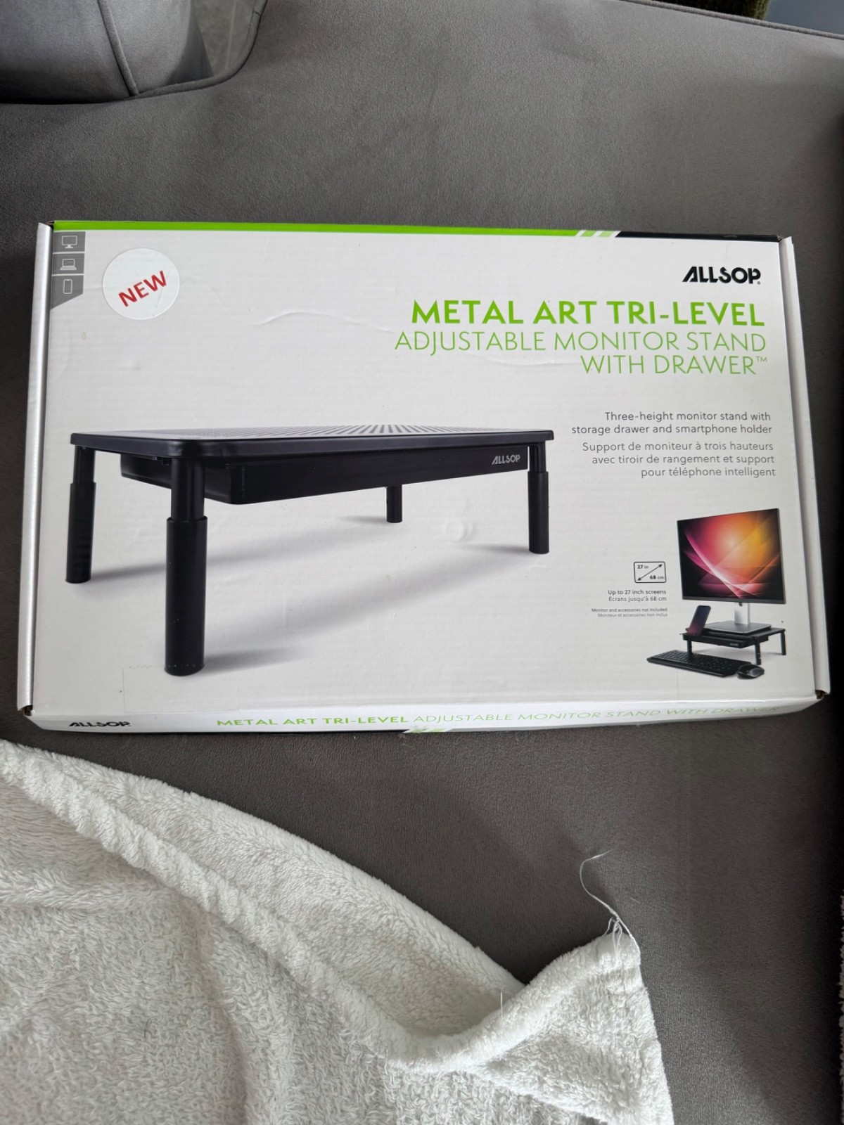 Allsop Metal Art Tri-Level Adjustable-Height Monitor Stand with Drawer