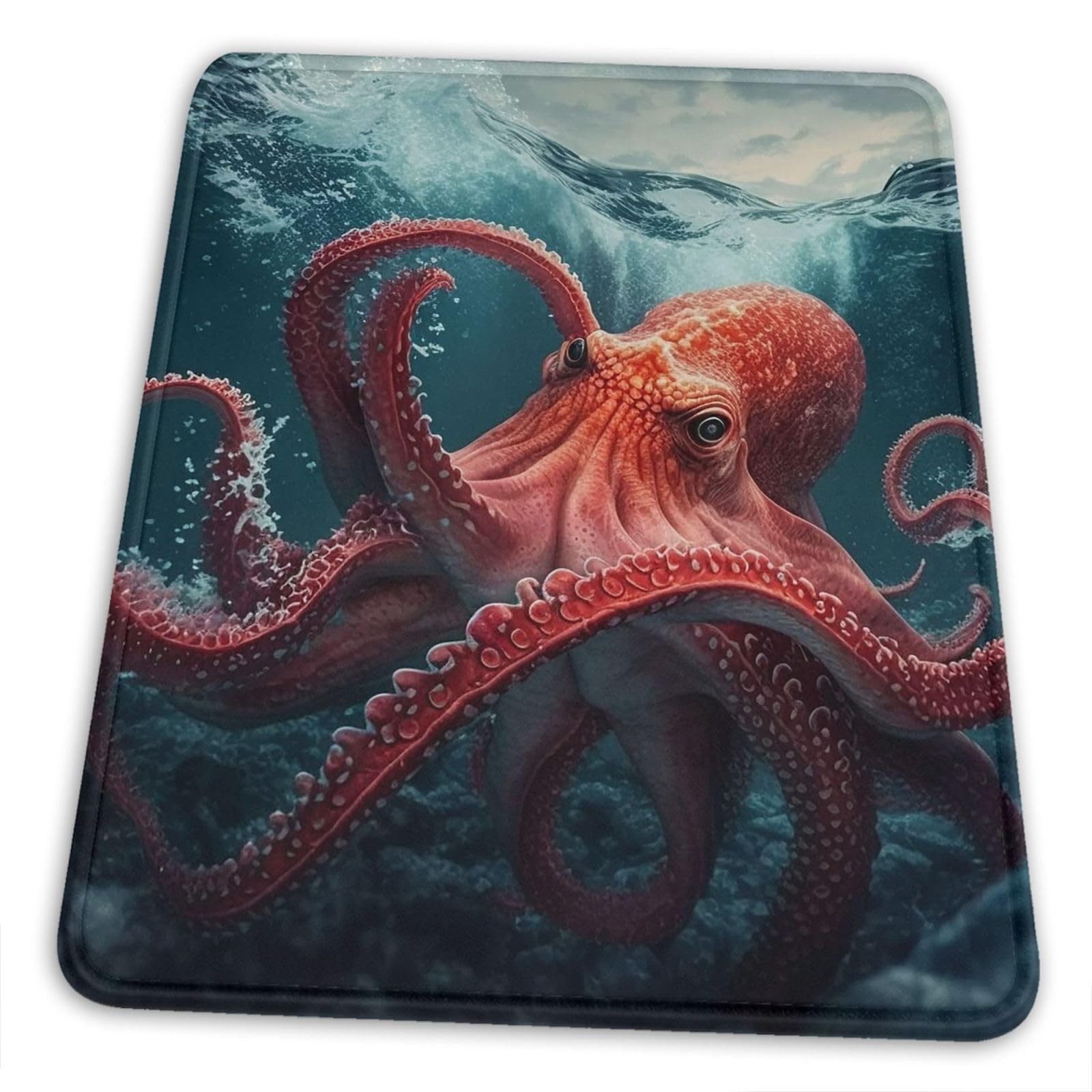 Kraken Monster Red Octopus Sea Water Mouse Pad Office Mouse Mat Non-Slip Rubber