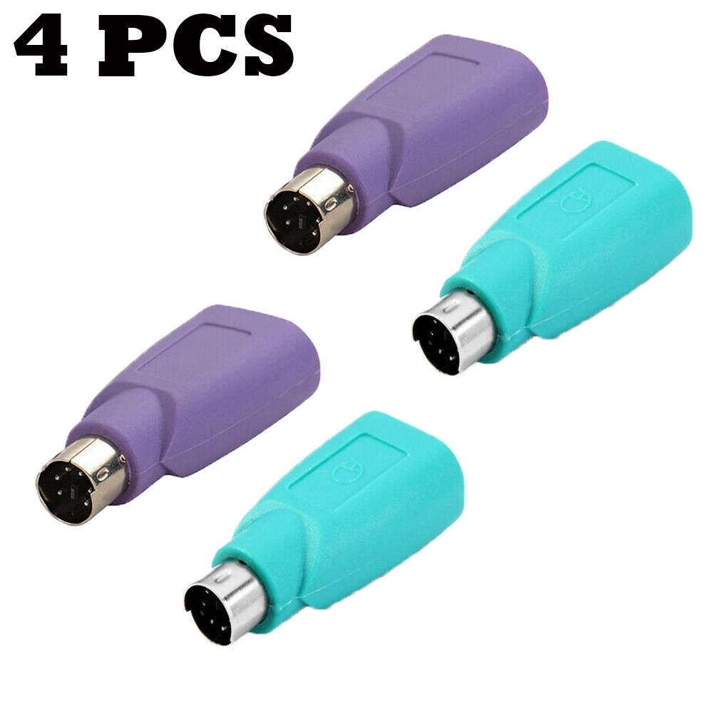 4 Pcs PS/2 Male to USB Female Converter Adapter for Mouse Keyboard Scanner