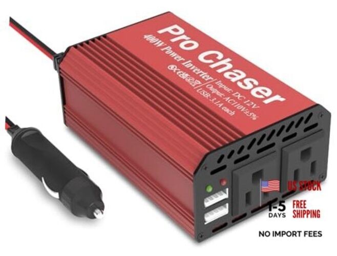 Pro Chaser 400W Power Inverters for Vehicles - DC 12v to AC 110v Car Inverter