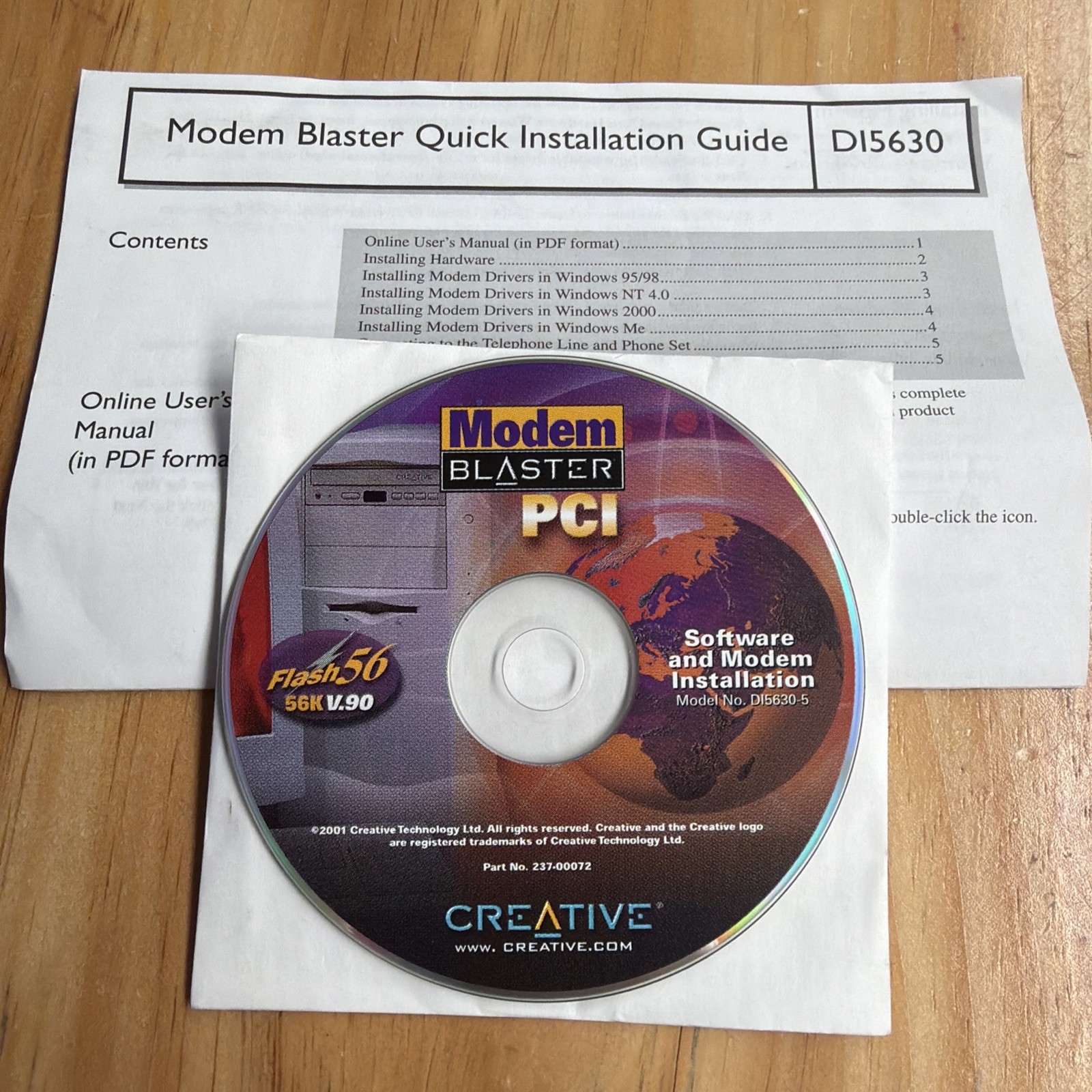 Vintage Creative Labs Modem Blaster Software Driver Disk Instructions