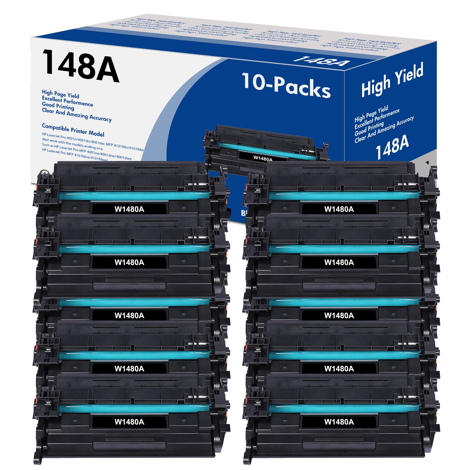 10PK W1480A Toner Cartridge with Chip for HP Pro 4001dw 4001dn 4001n MFP 4101fdw