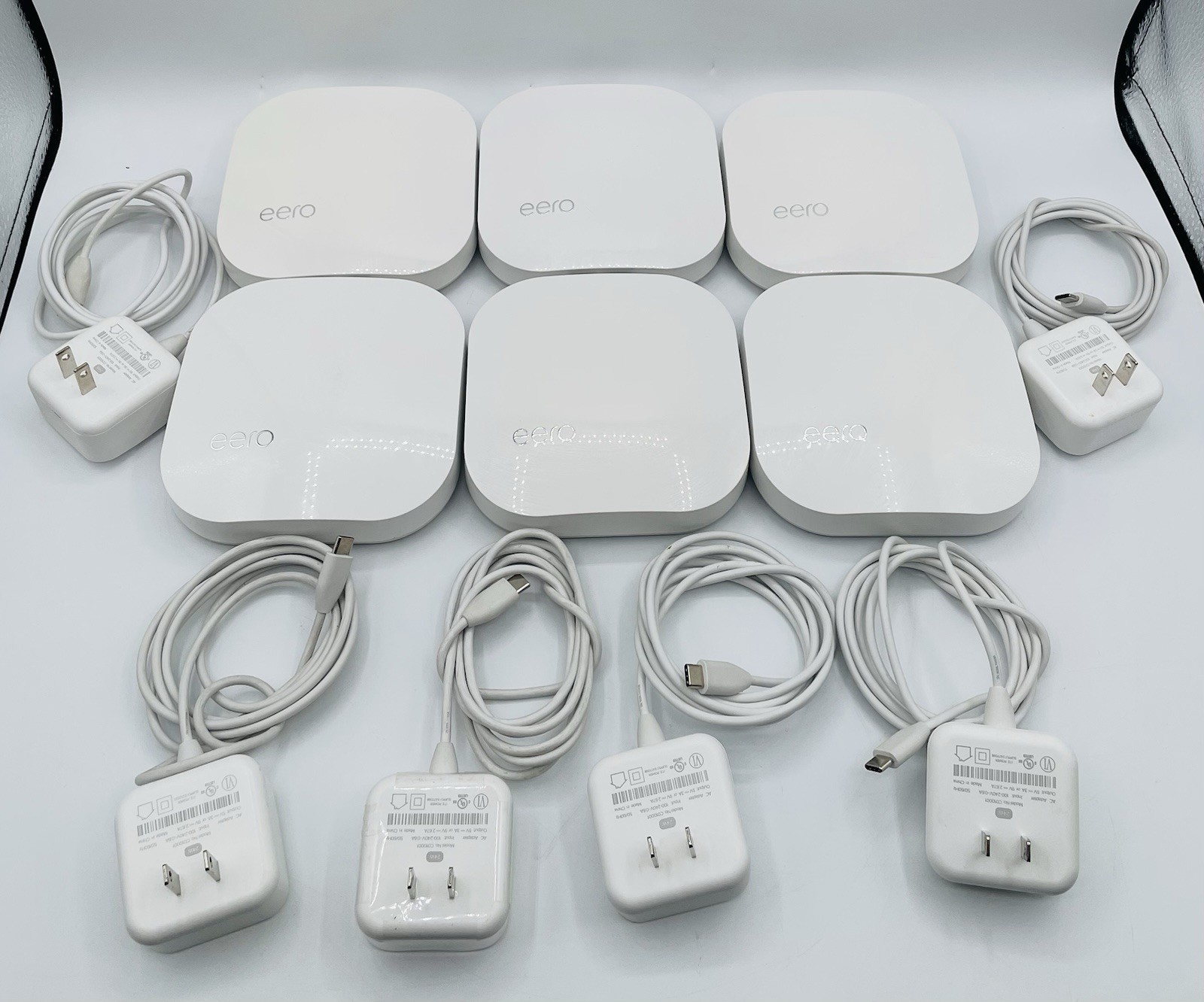 (LOT OF 6) eero Pro B010001 2nd Generation AC Tri-Band Mesh Router - White
