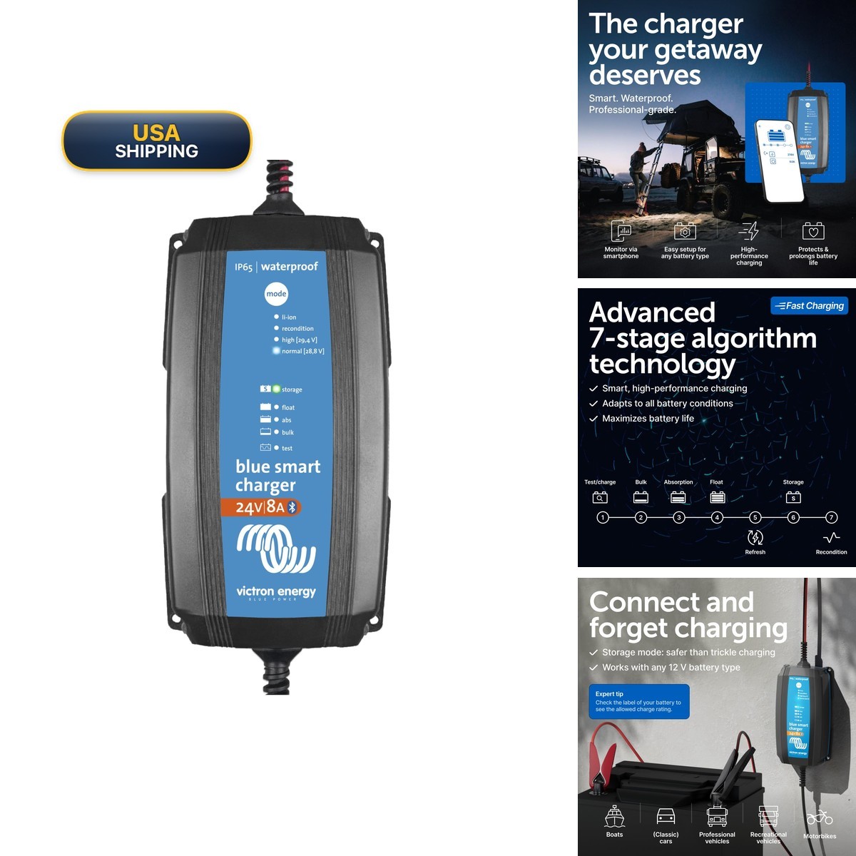 Victron Energy Blue Smart IP65 Battery Charger 24V 8A