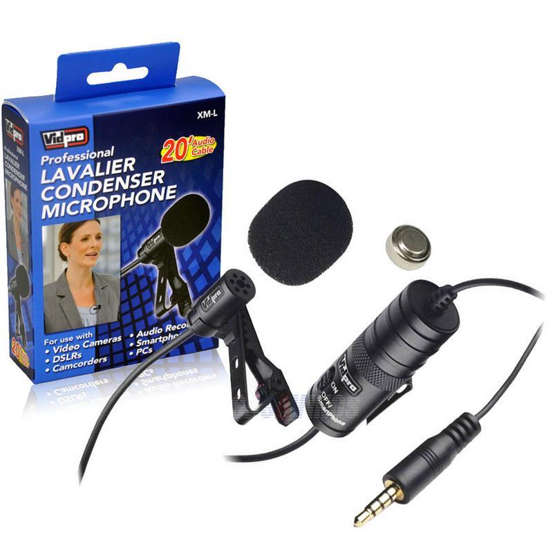Sony FDR-AX33 Microphone Vidpro XM-L Wired Lavalier Microphone 20' Audio Cable