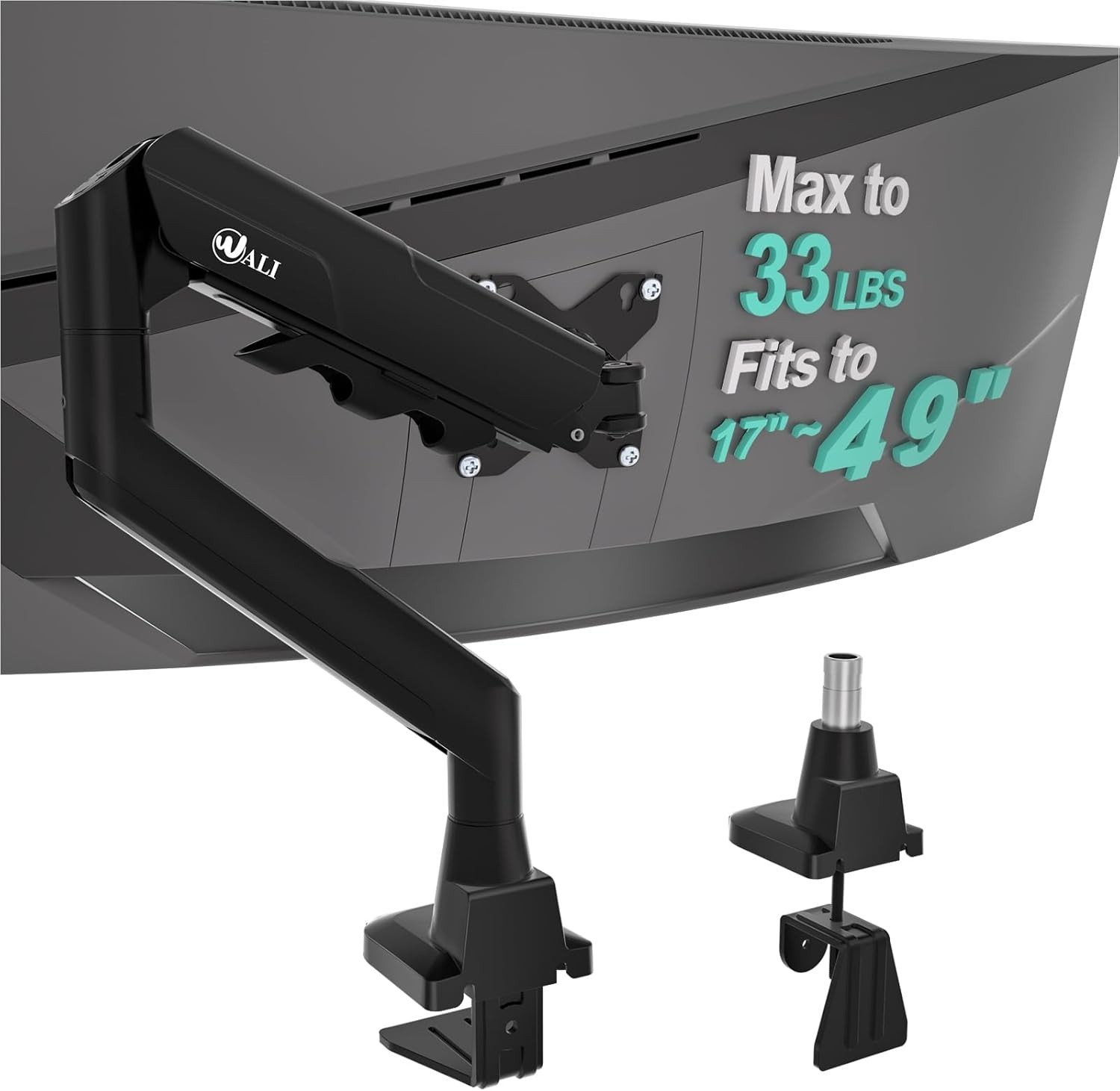 Heavy Duty Single Monitor Arm for 17-49 Inch Flat Curved Ultrawide Screens, u...