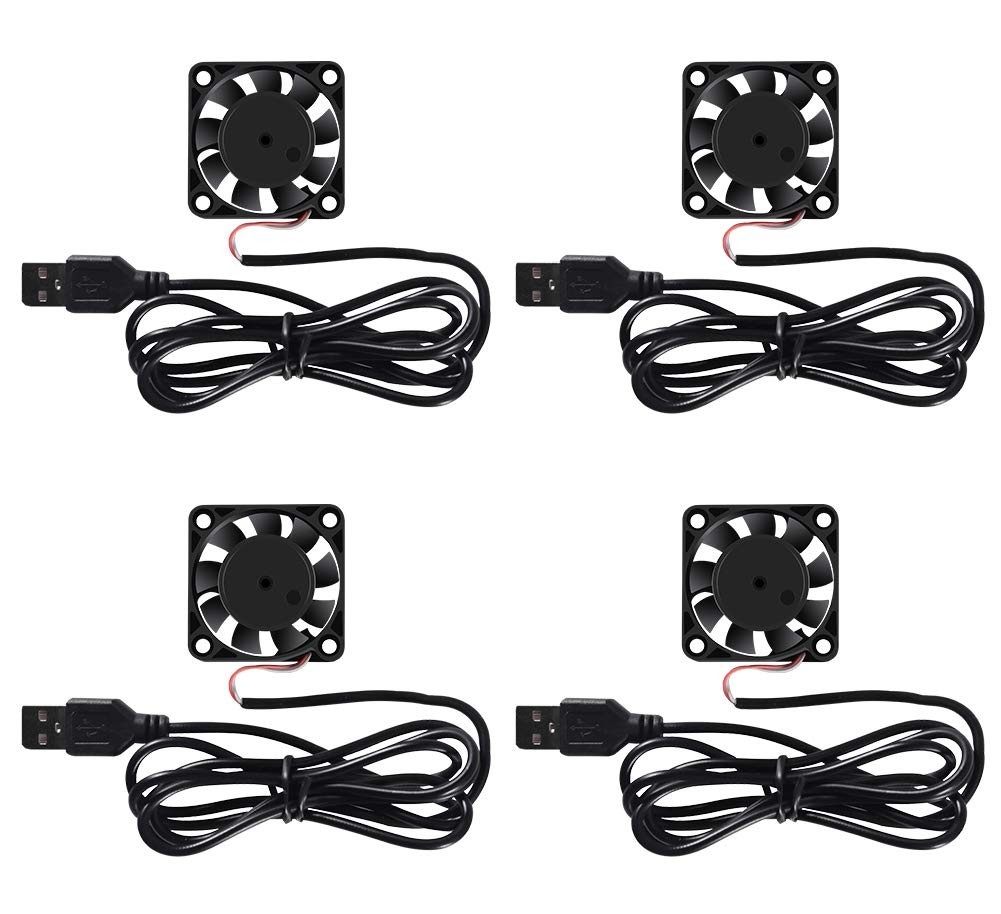4 Pack USB Brushless Cooling Fan 40mm High Performance DC 4PCS, 5V USB(4010) 
