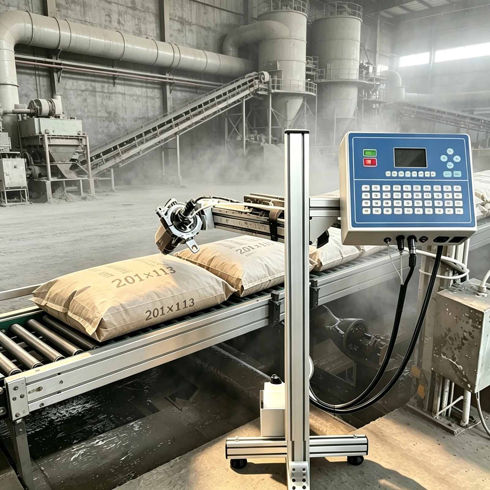 Industrial Online Large Character Inkjet Printer Prints Date Code and Date Stamp