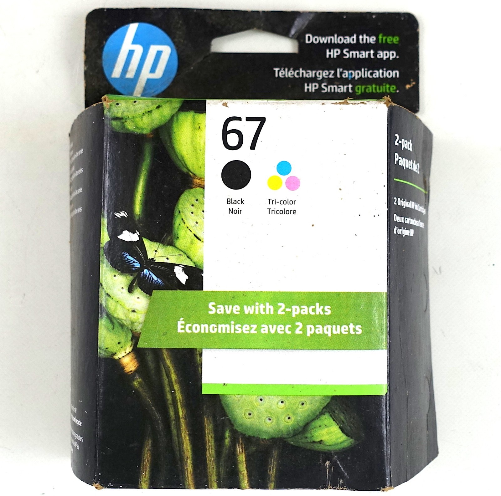 Genuine HP 67 Black & Tri-Color Ink Cartridges Combo 2-Pack Expired Mar 2024