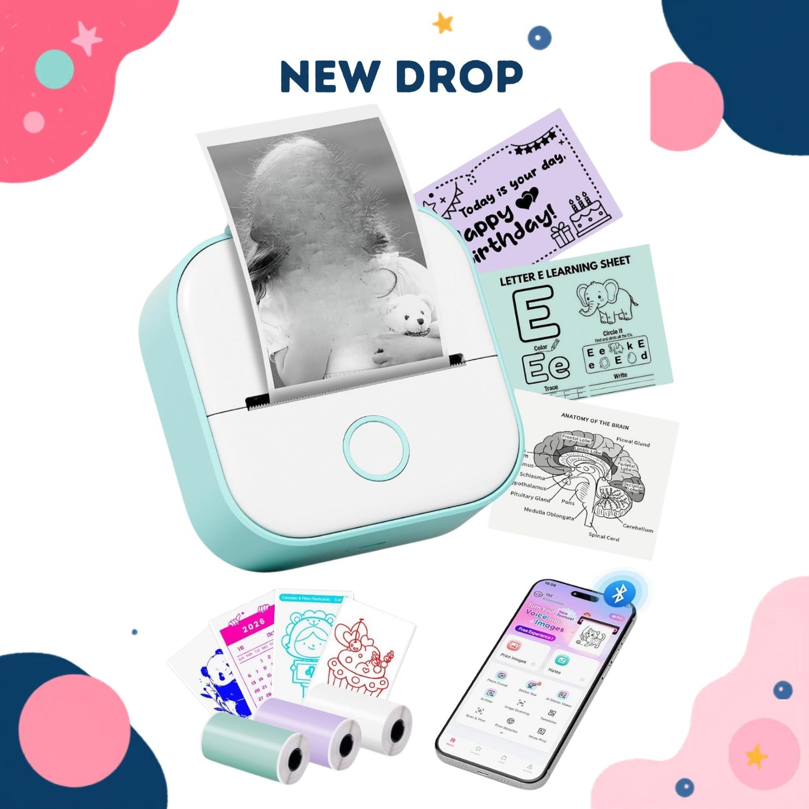 NEW Mini Sticker Printer, T02 Mini Thermal Printer AI Sticker Maker