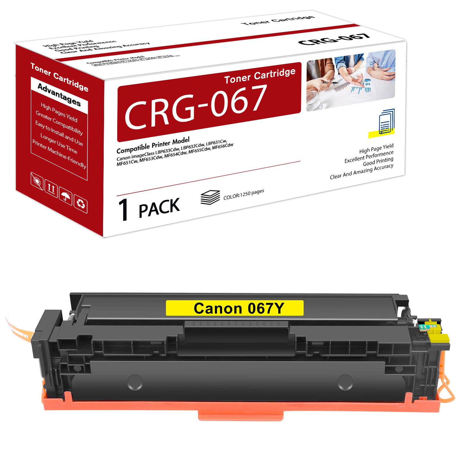 Compatible with Canon 067 Toner Cartridge - Yellow. 5099C001 AA