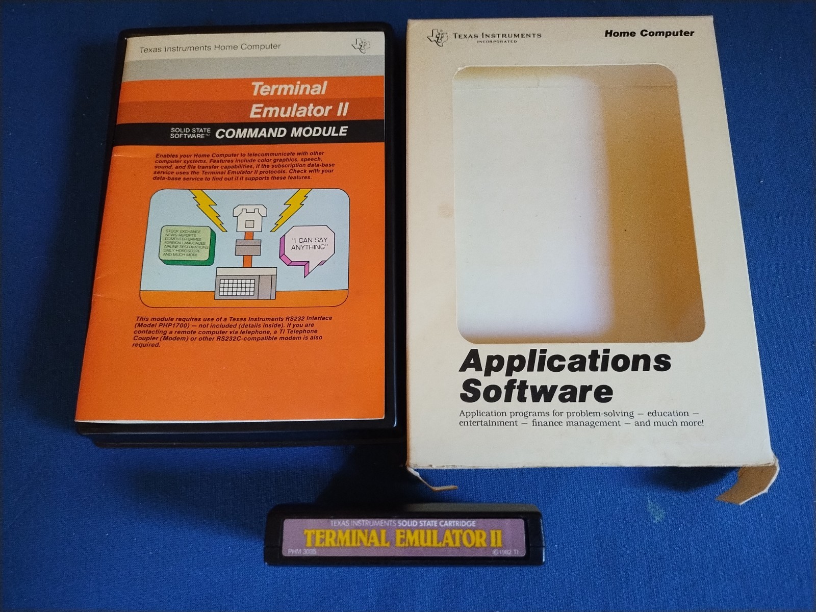 TI-99/4A TI99/4 Module TERMINAL EMULATOR II Cartridge PHM 3035