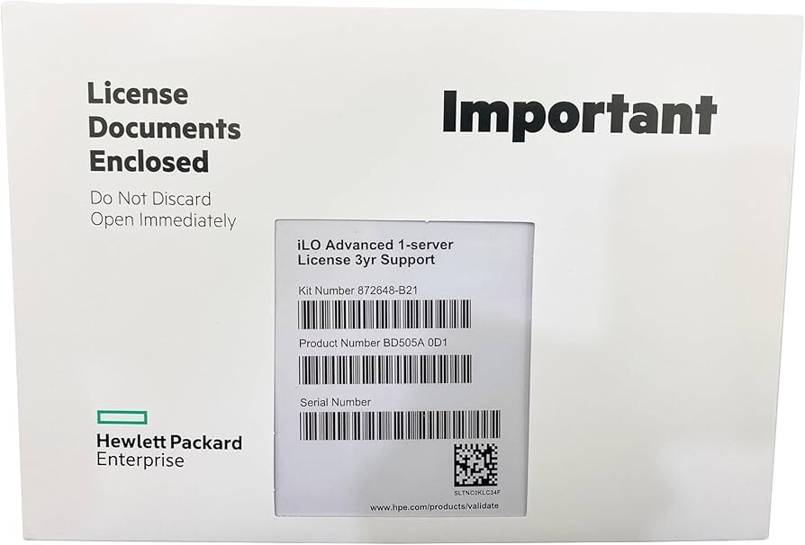 SEALED HPE BD505A 0D1 / 872648-B21 iLO Advanced Server License 3 Years Support