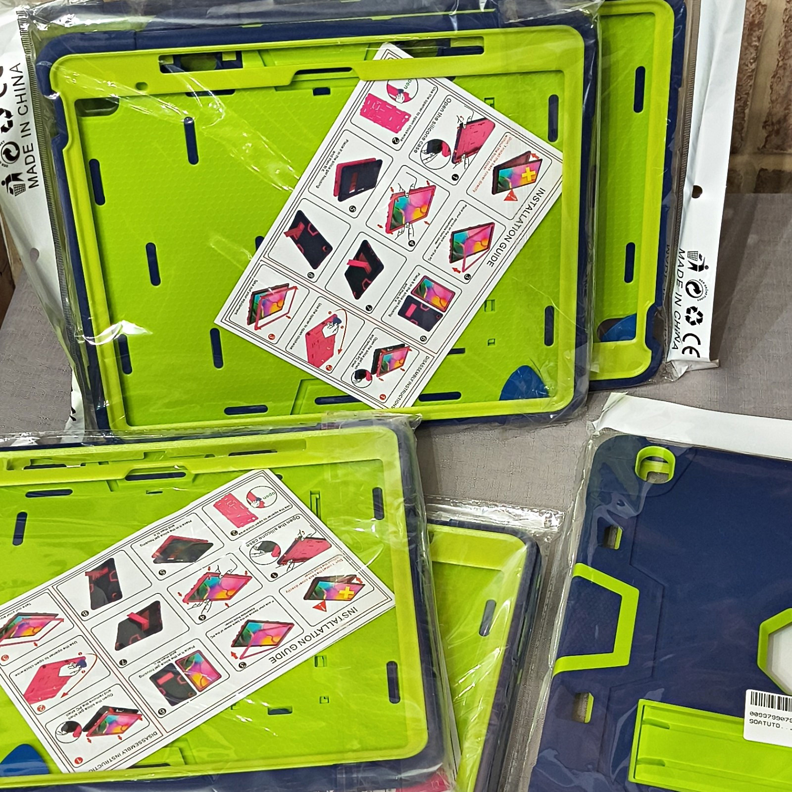 IP Air 13 In 2024 Green/Blue Rugged Silicone Case Cover With Stand