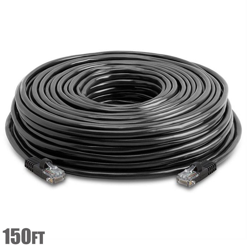 150FT Cat5E RJ45 Network LAN Ethernet UTP Patch Cable Cord 350 MHz 24AWG Black