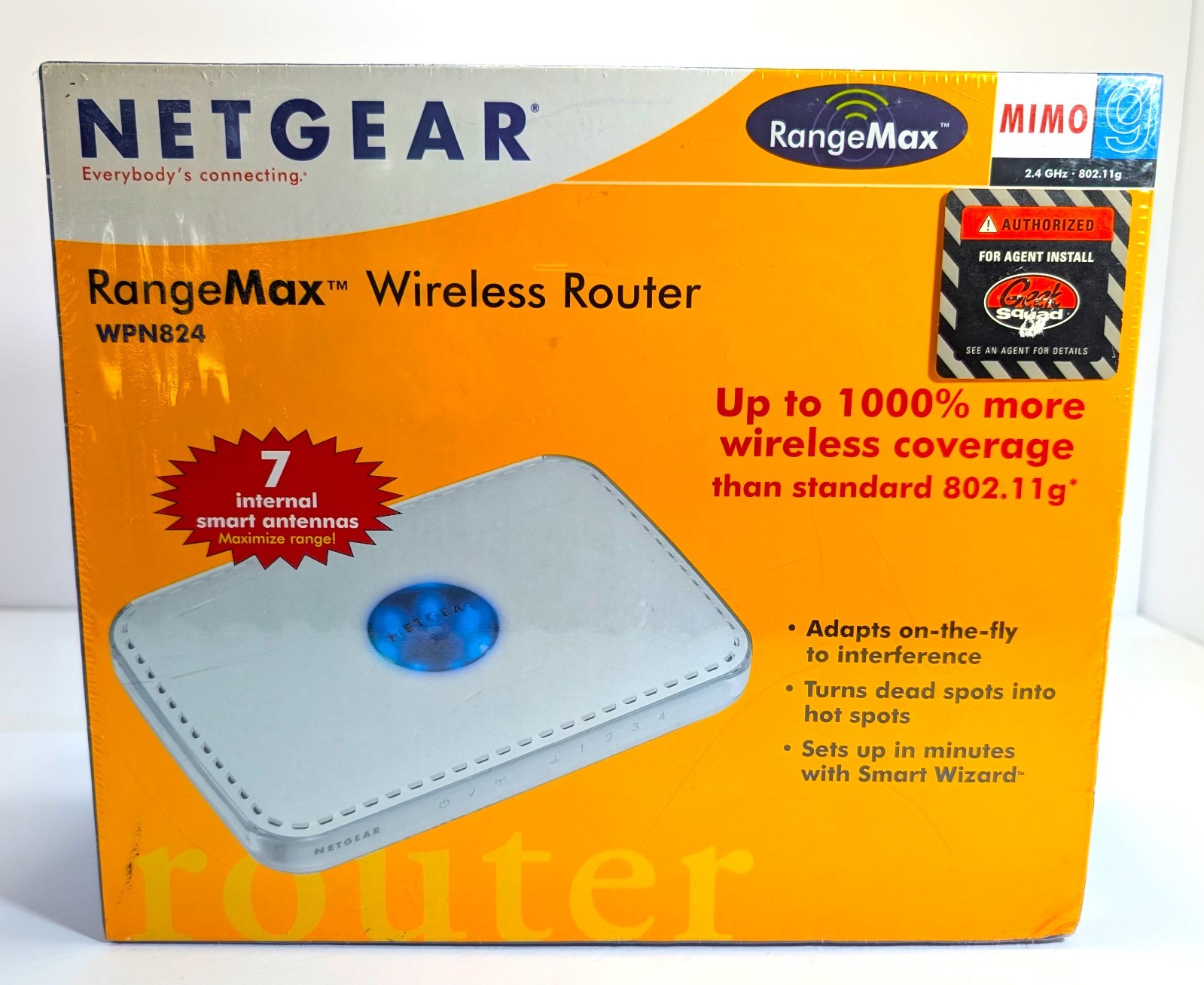 NETGEAR WPN824 RangeMax Wireless Router MIMO 2 4GHz 108Mbps New In Box