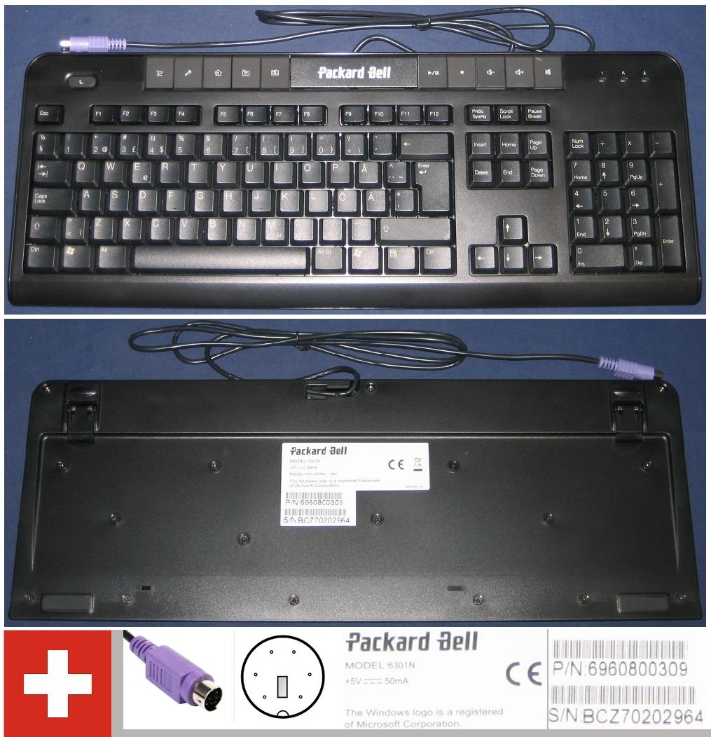 Packard Bell 6301N QWERTZ Swiss-German Keyboard PS/2