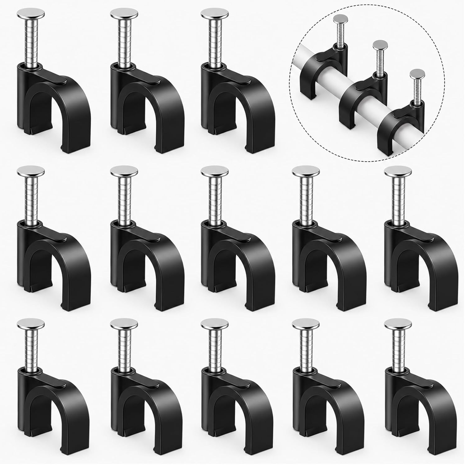 Plastic Cable Clamps Nail in Cable Clips 100 Pcs 10Mm Cable Wire Clips Cable Tac