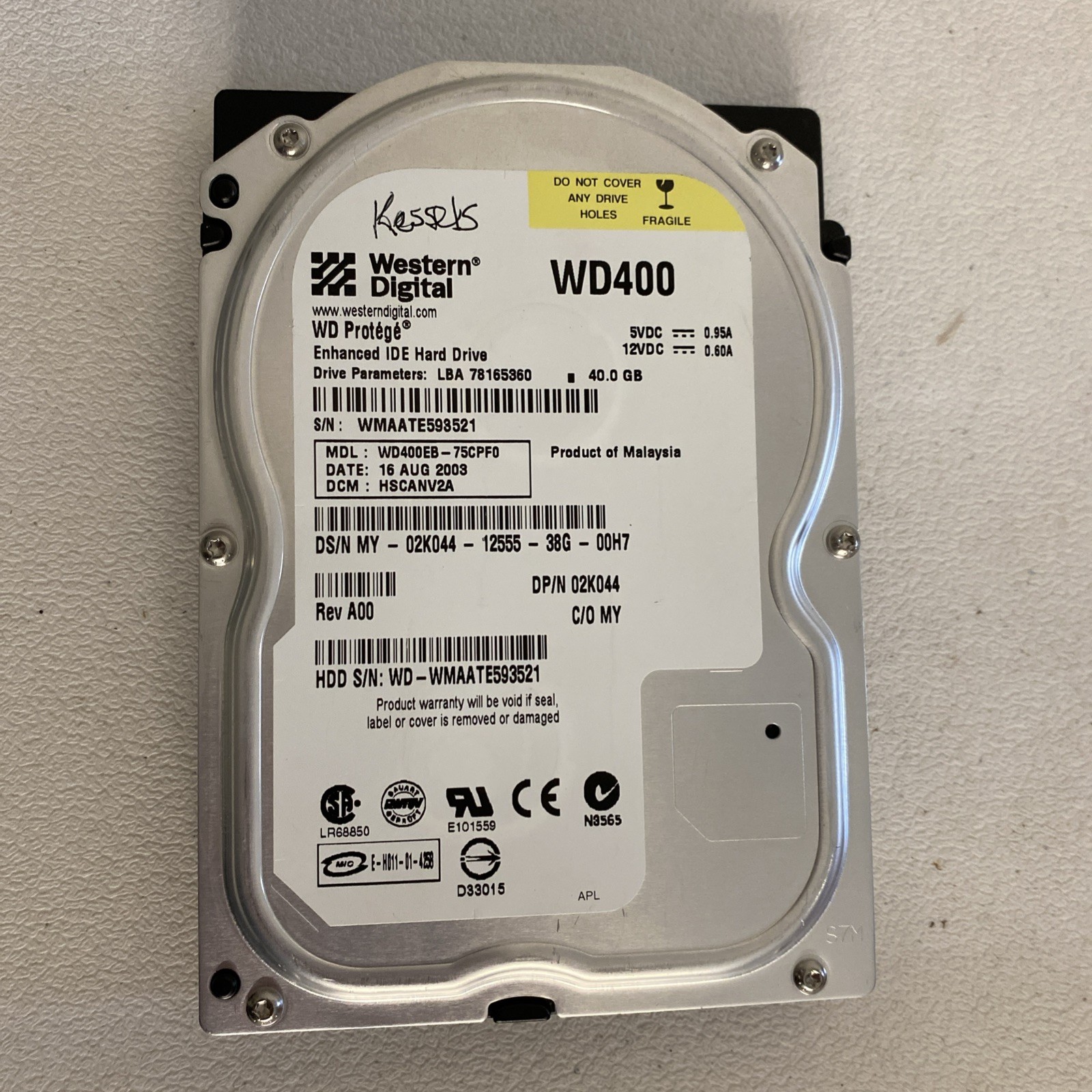 Western Digital Protege 40 GB 5400 RPM 3.5" WD400EB-75CPF0 IDE Hard Drive READ